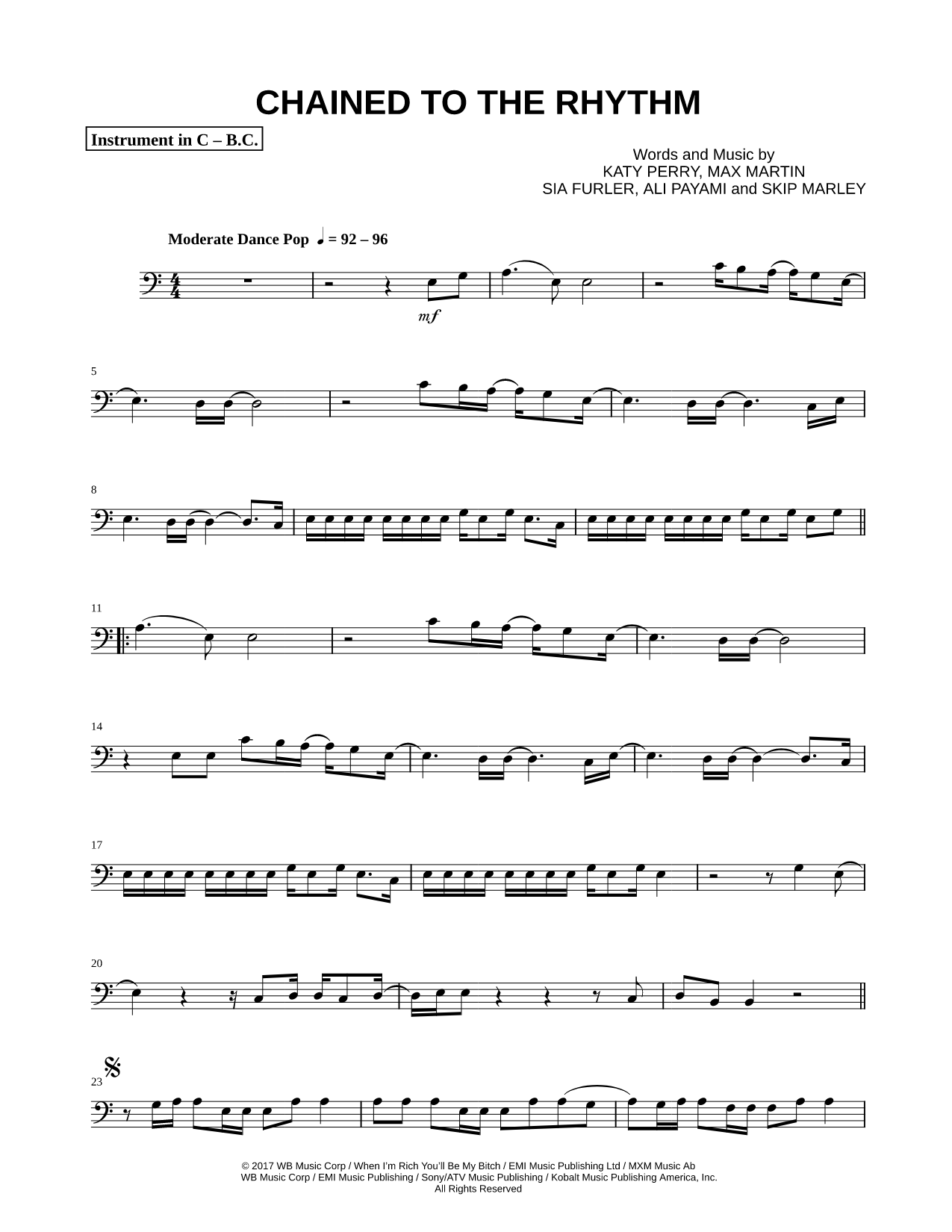 Chained to the Rhythm - Bass Clef Instrument