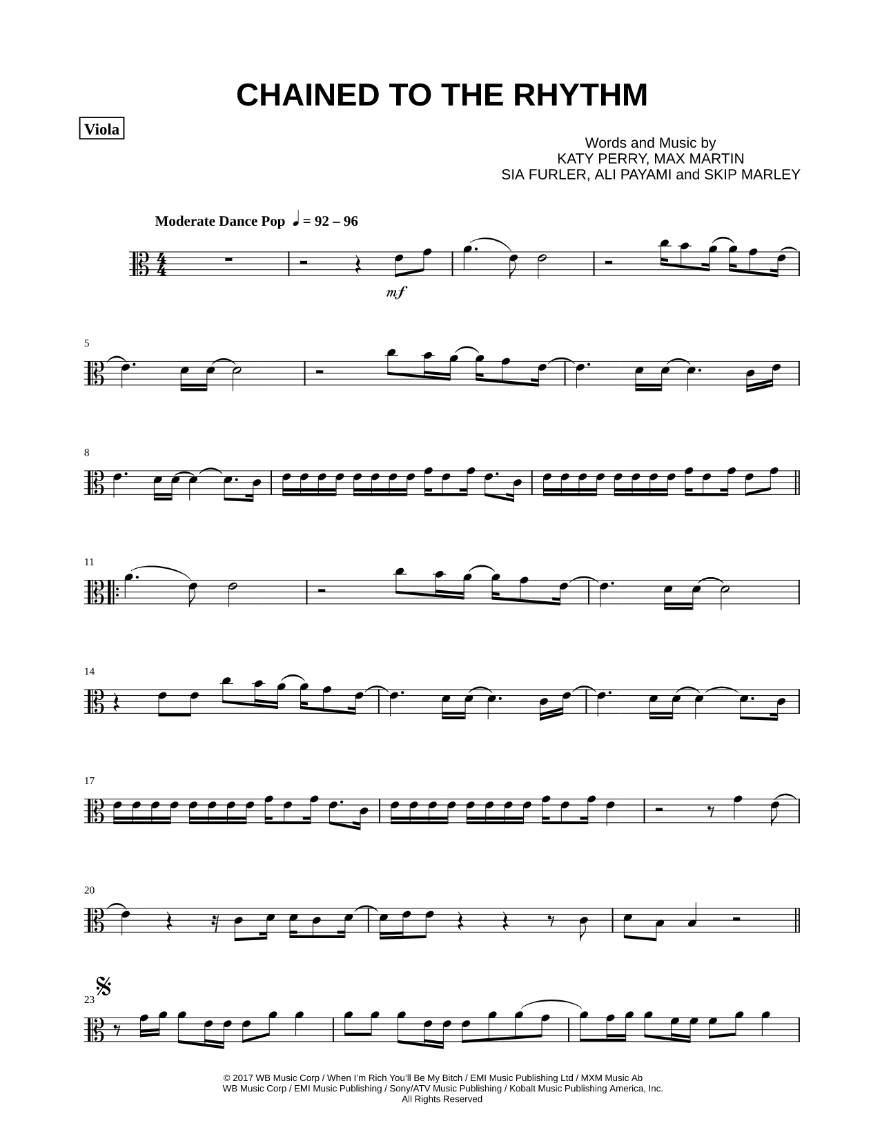 Chained to the Rhythm - Viola