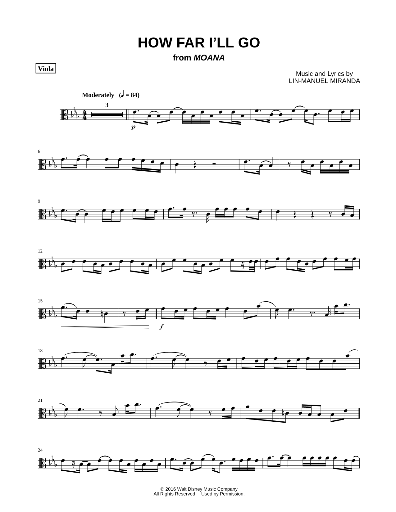 How Far I'll Go (Movie Version) - Viola