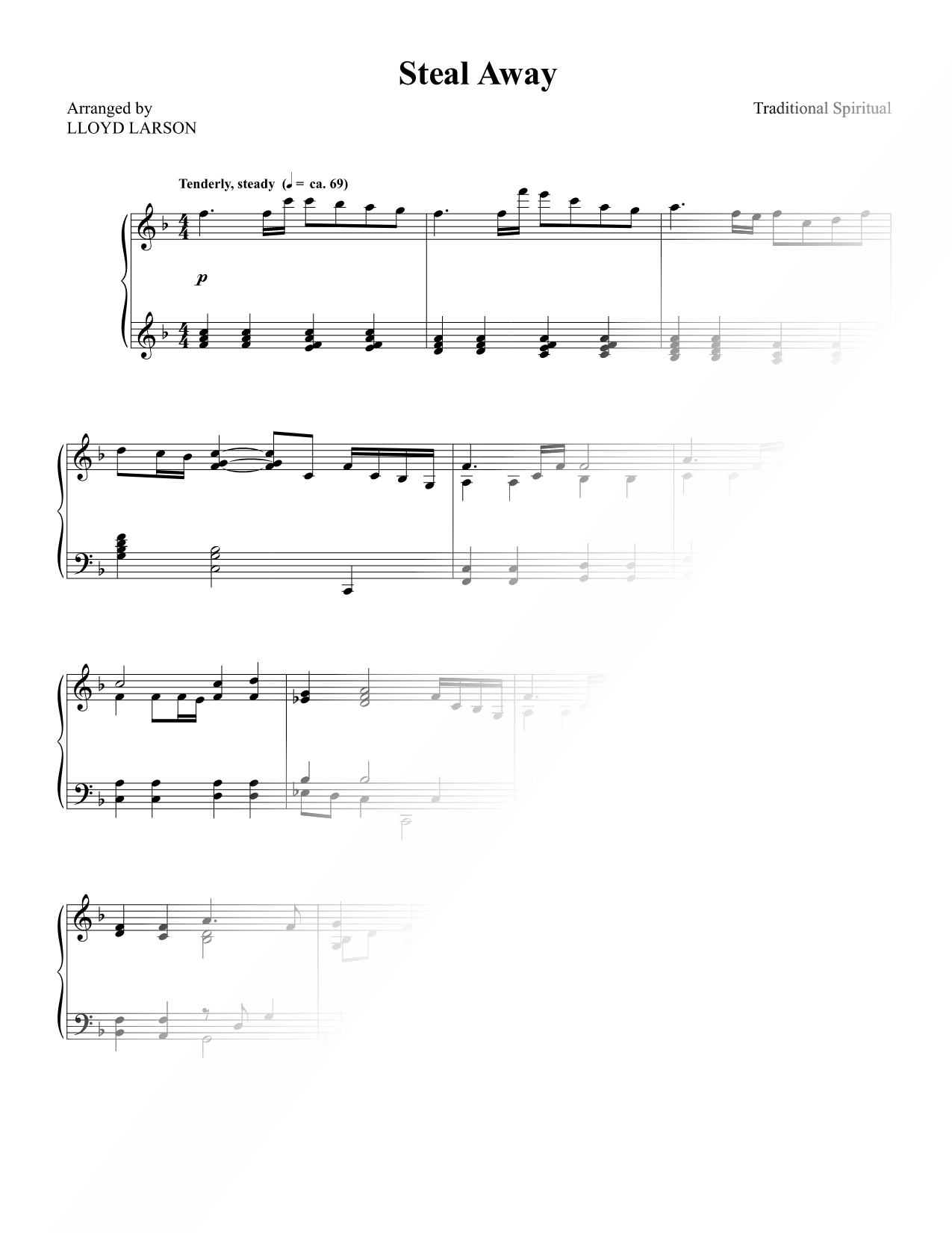 Steal Away Sheet Music — Piano Solo