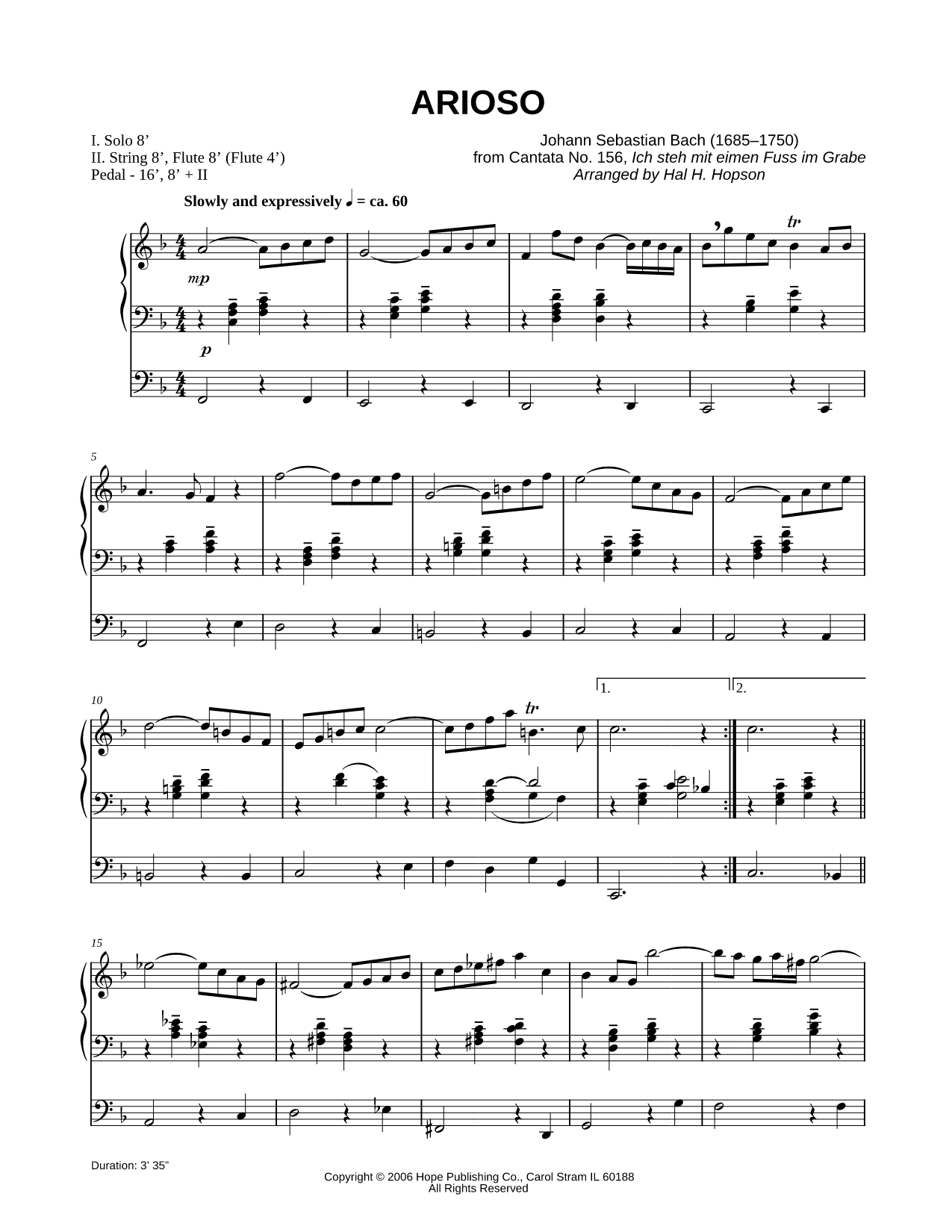 Arioso from Cantata No. 156, BWV 156