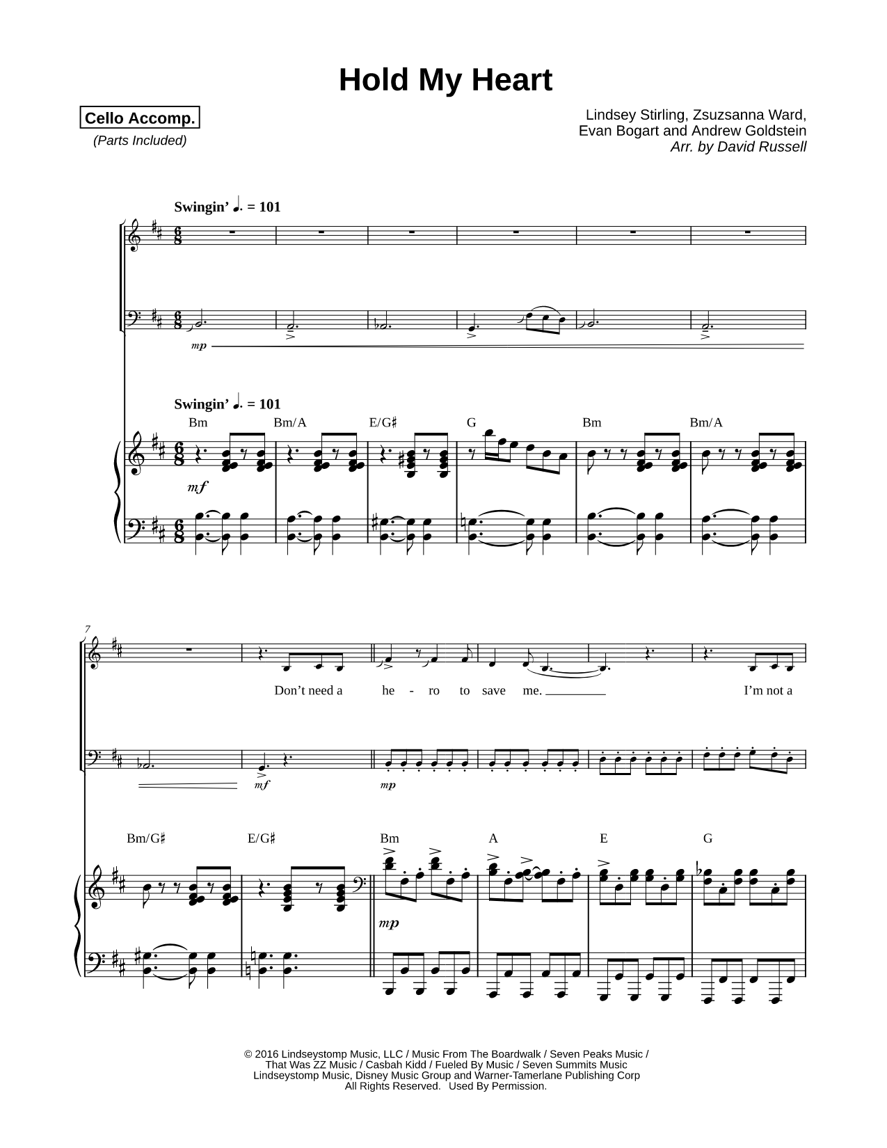 Hold My Heart - Cello & Piano/Vocal