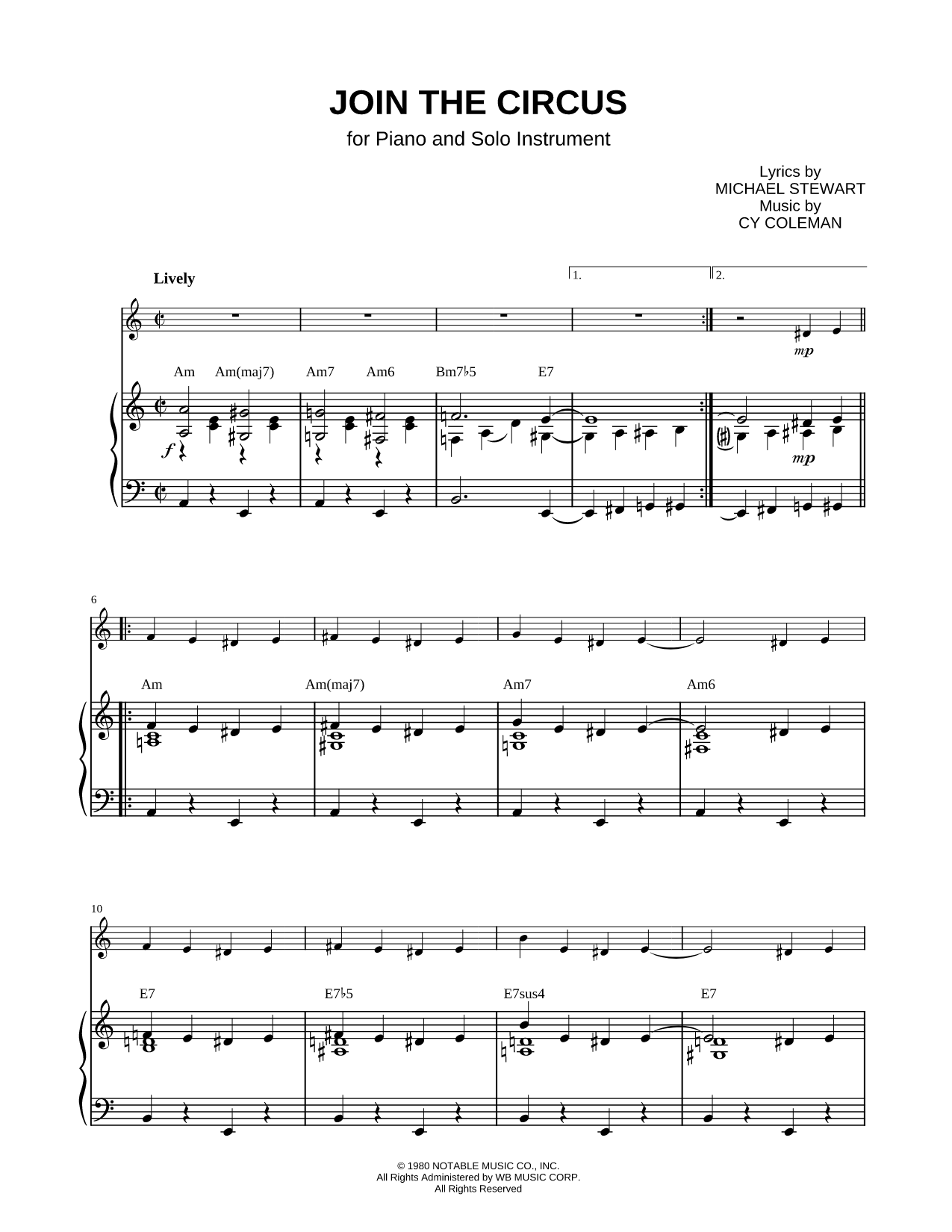 Join the Circus - Piano Accompaniment
