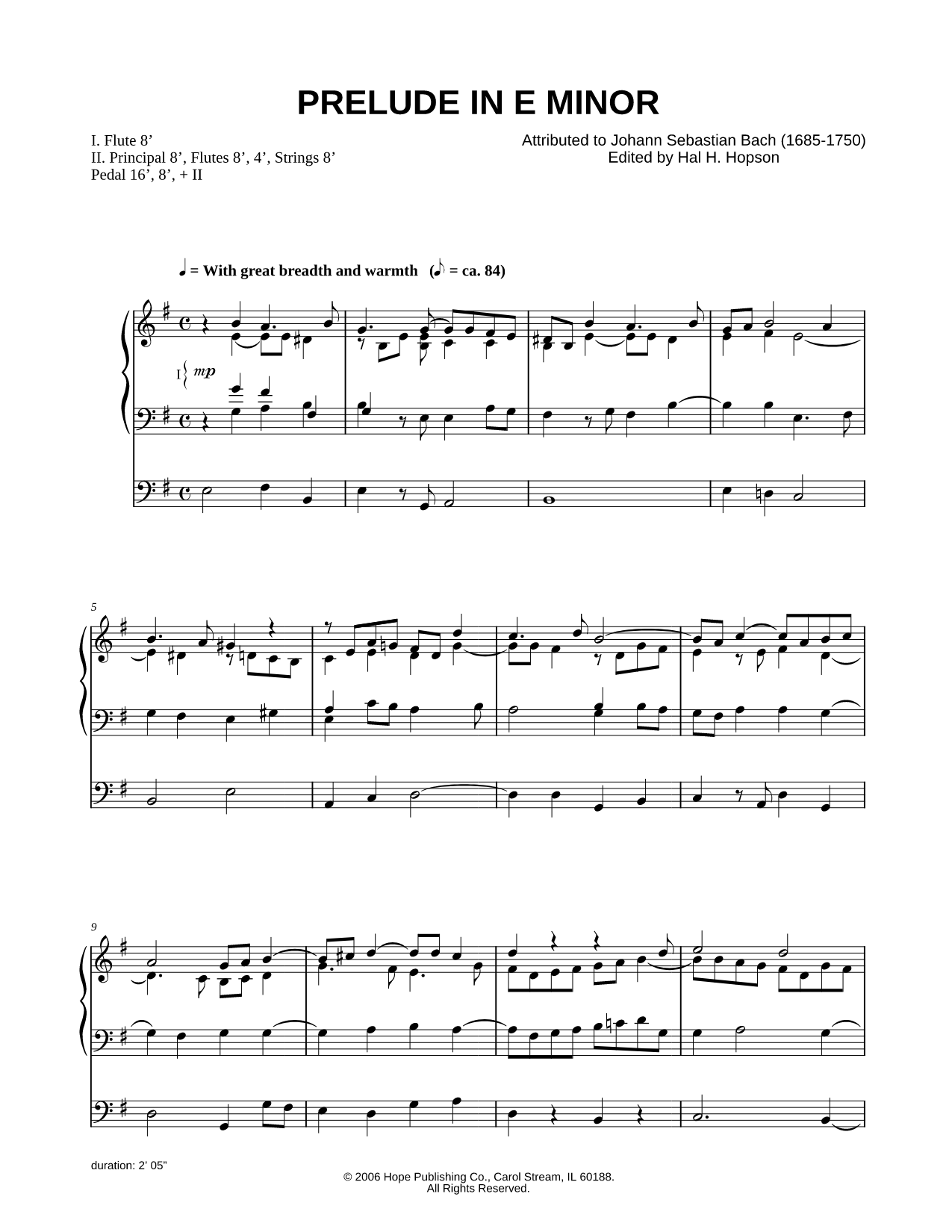 Prelude in E Minor, BWV 938