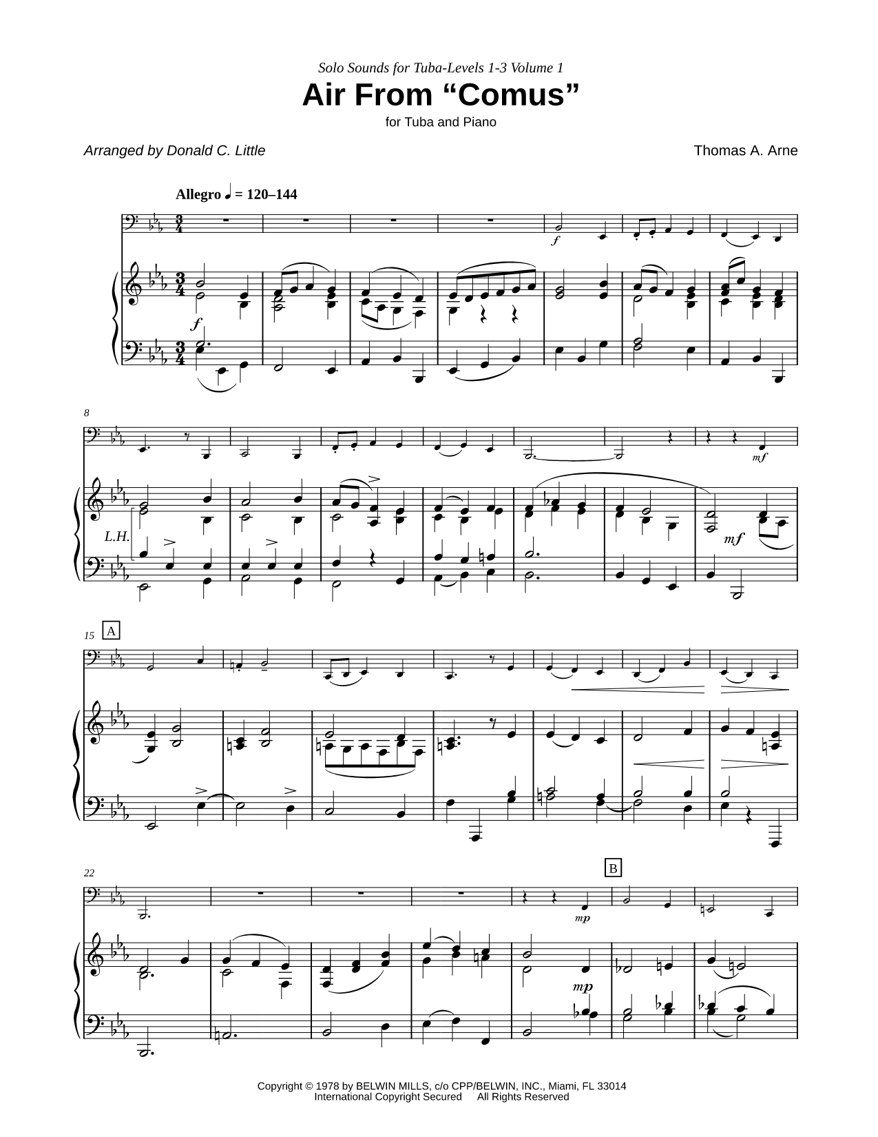 Air from Comus - Tuba & Piano