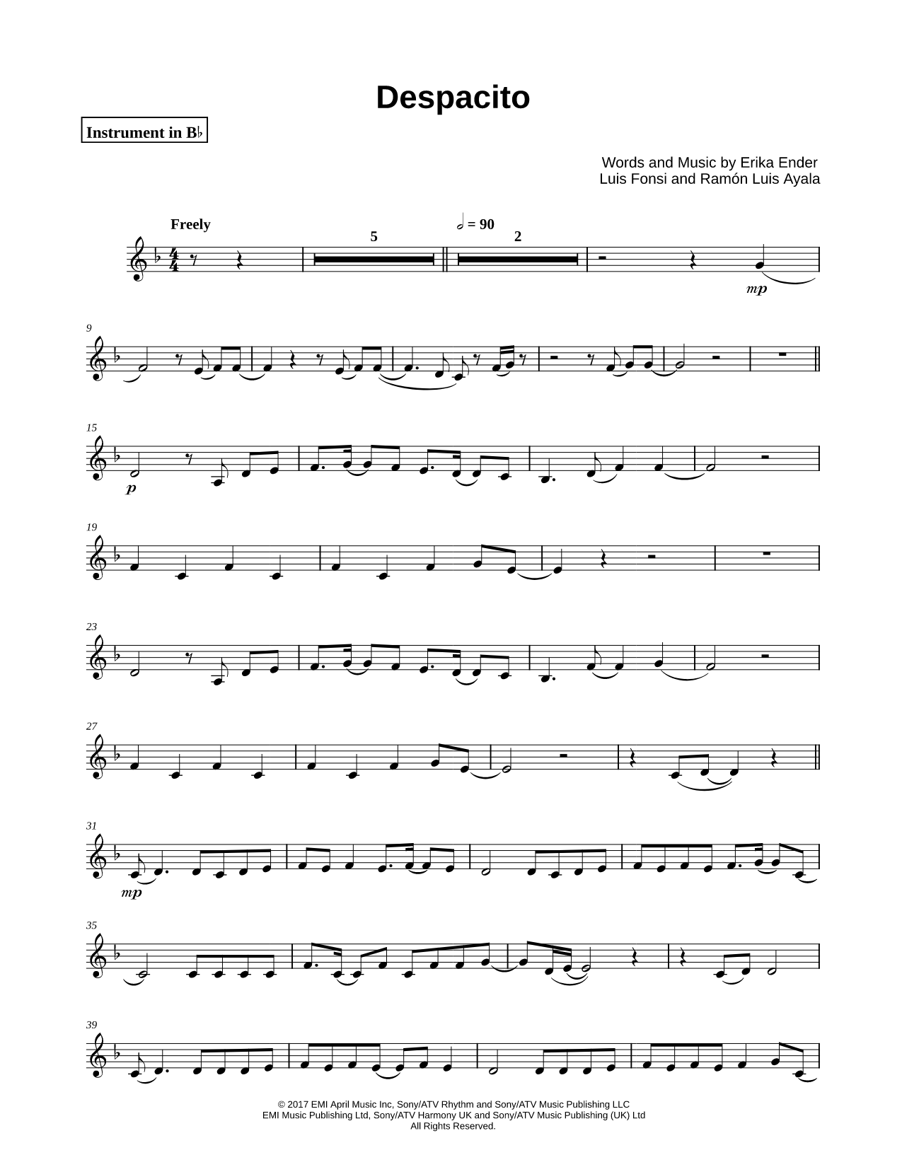 Despacito - Bb Instrument
