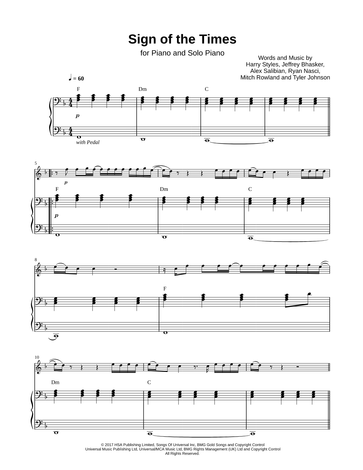 Sign of the Times - Piano Accompaniment