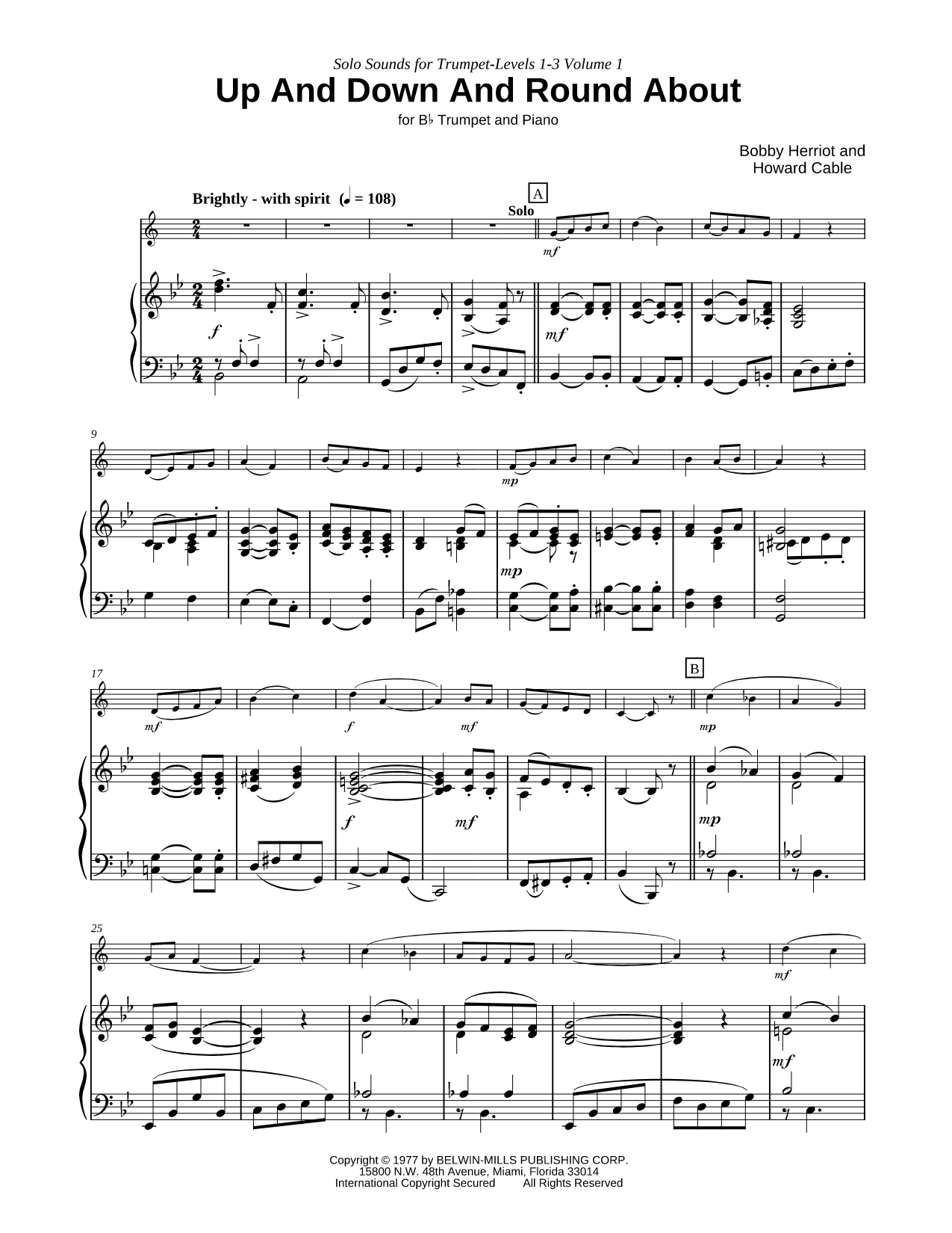 Up and Down and Round About - Trumpet & Piano