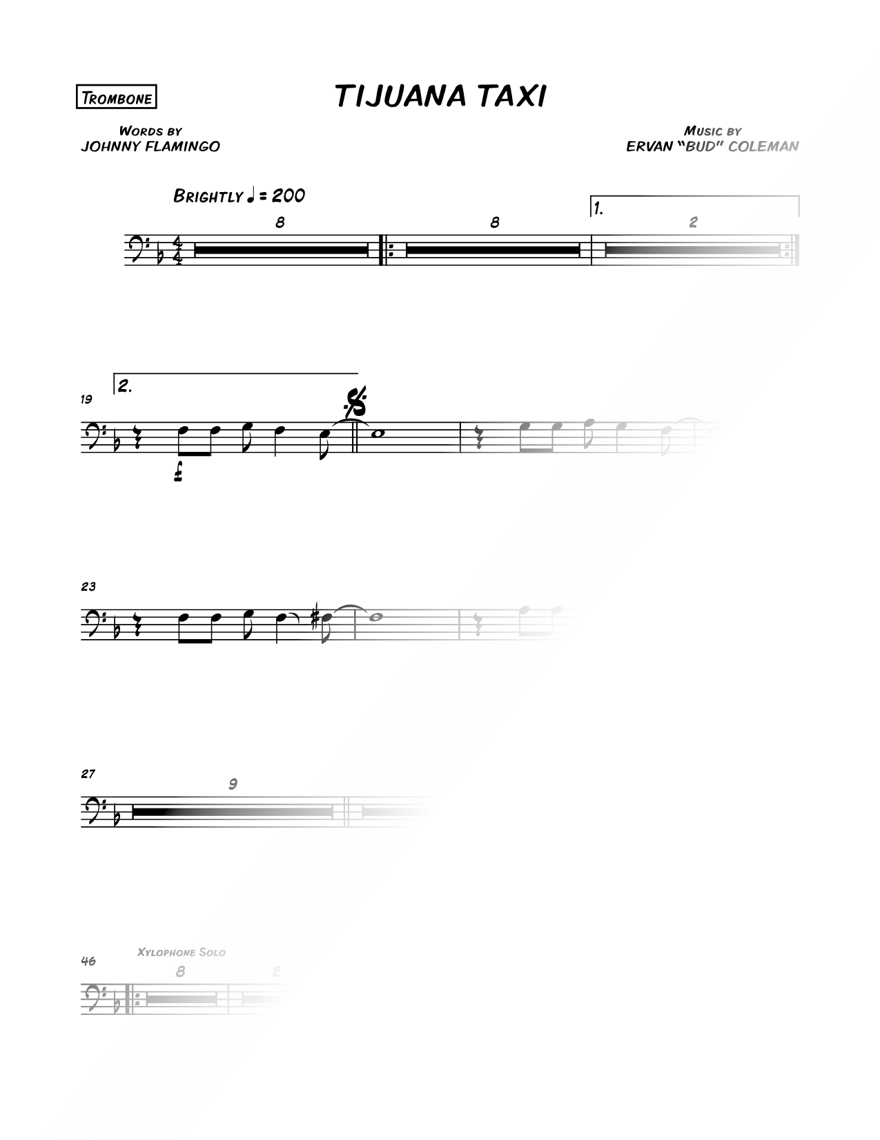 Tijuana Taxi - Trombone part