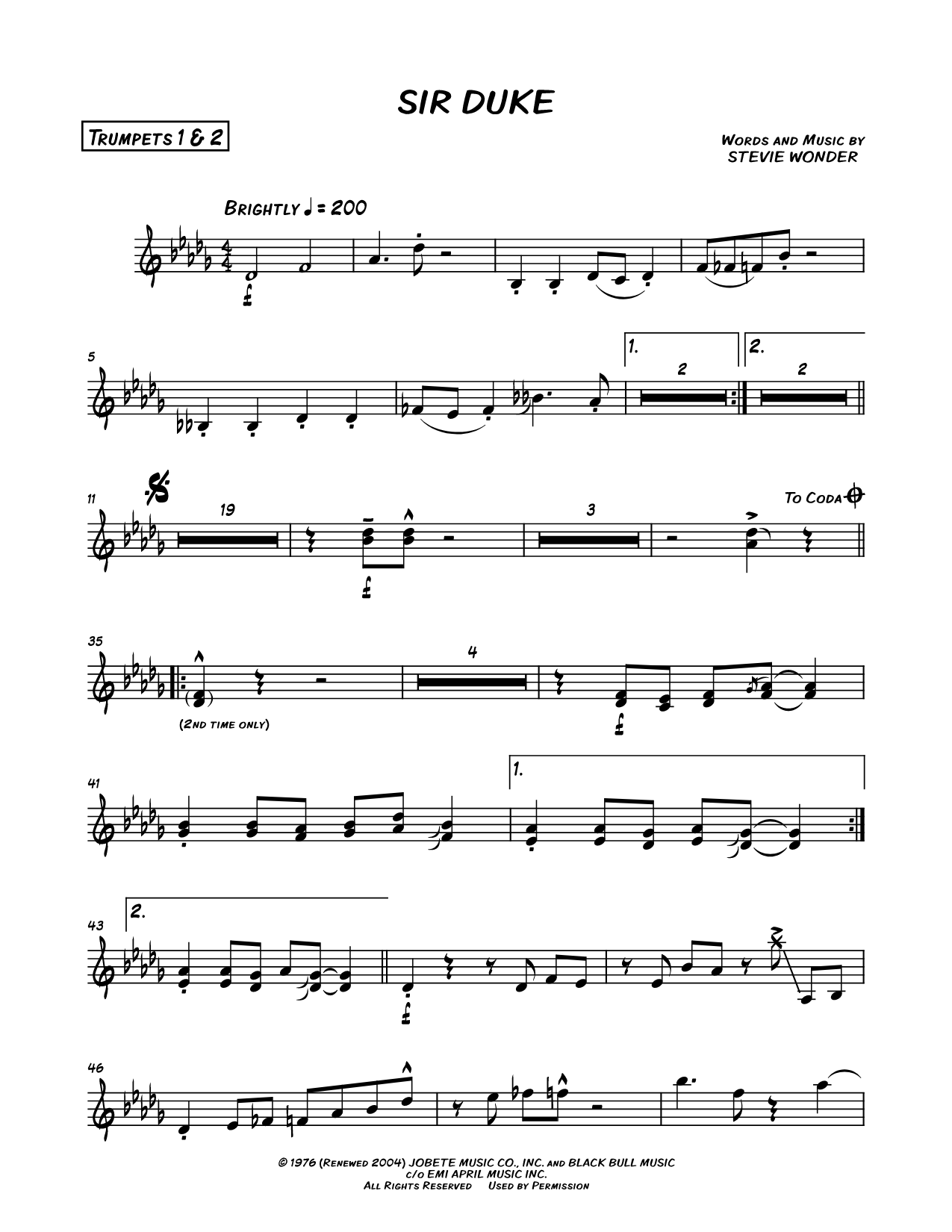 Sir Duke - Trumpet 1 & 2 parts
