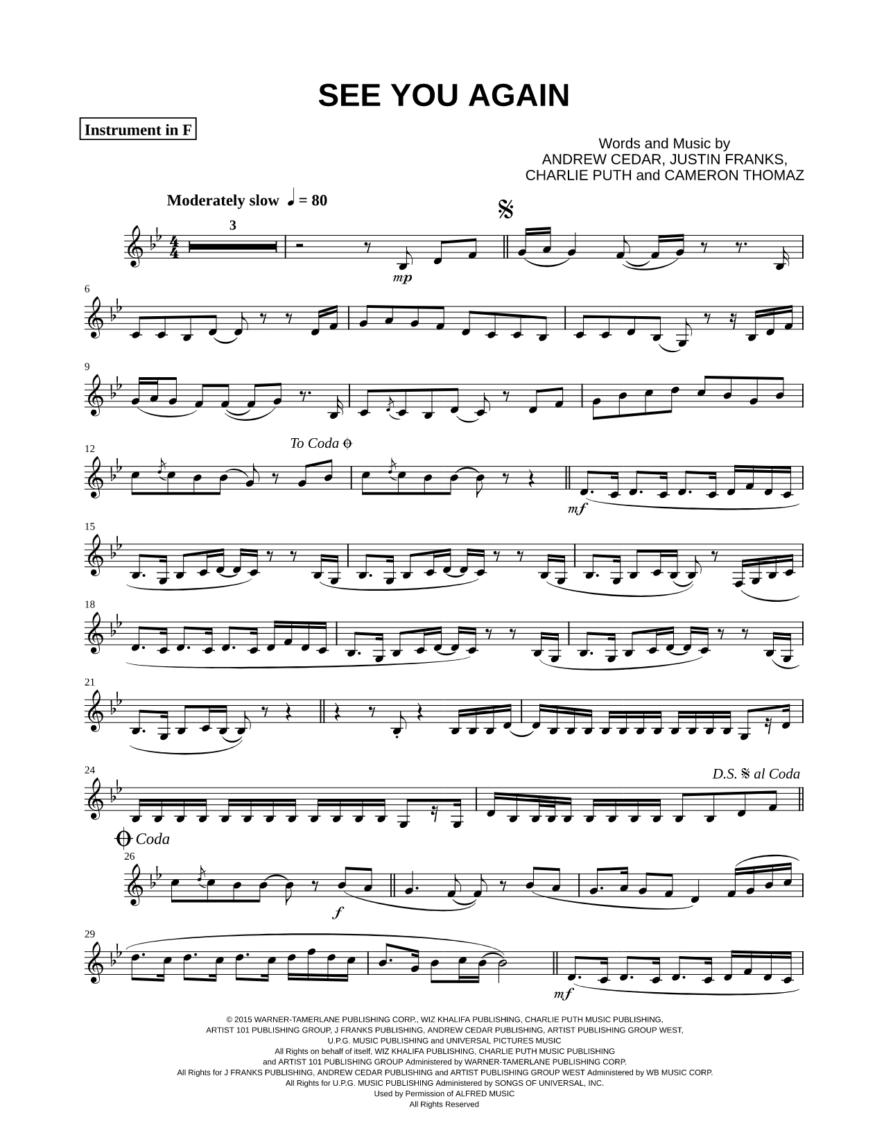 See You Again - F Instrument