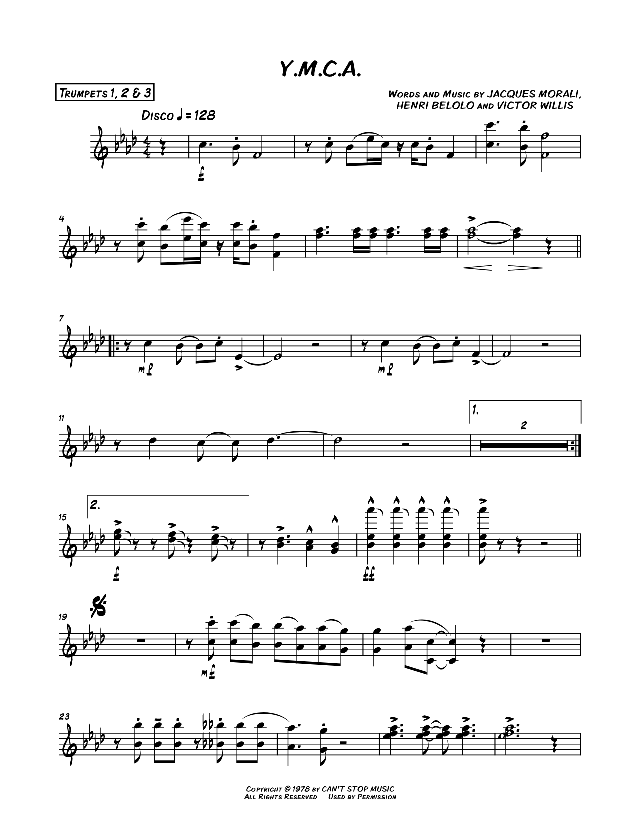 Y.M.C.A. - Trumpet part