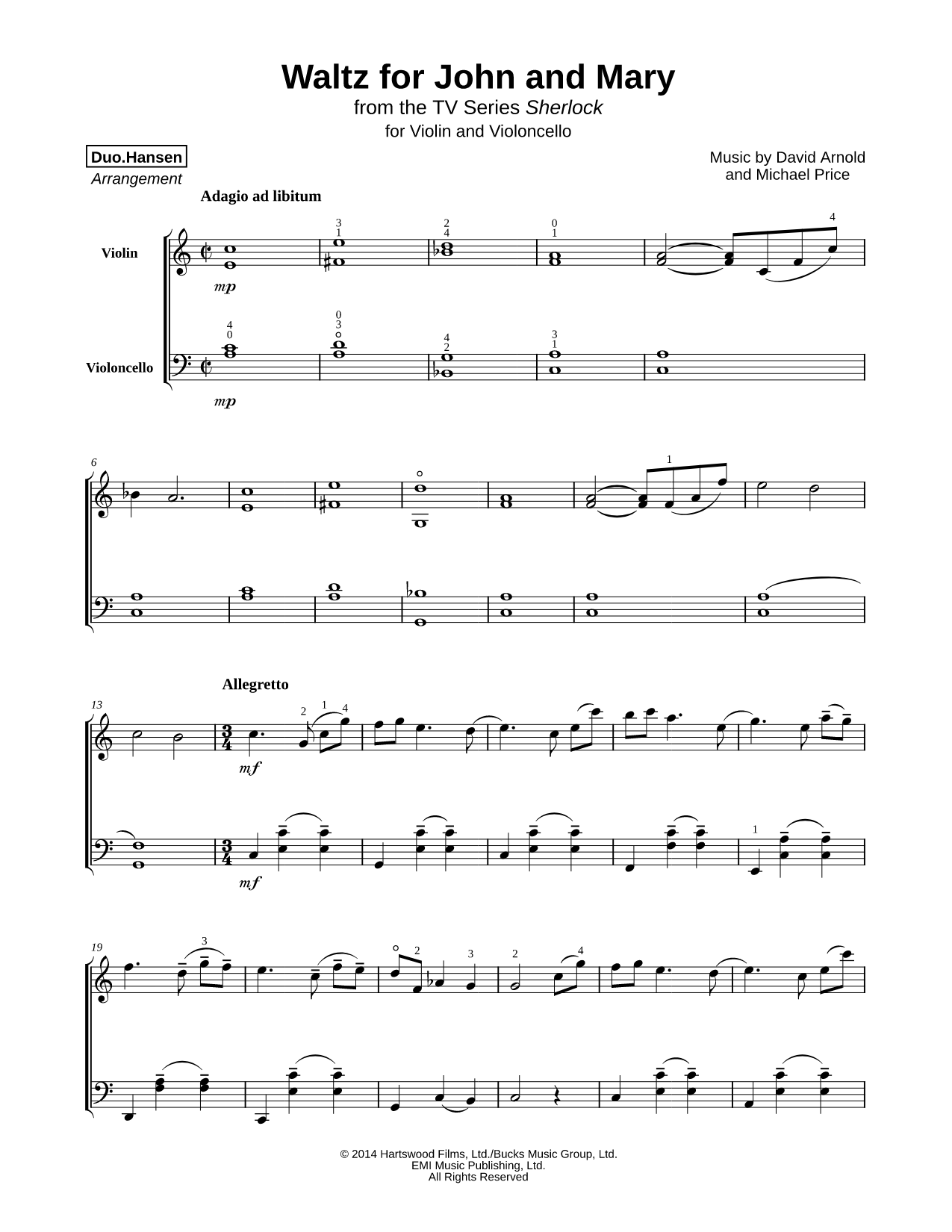 Waltz for John and Mary - Violin & Cello