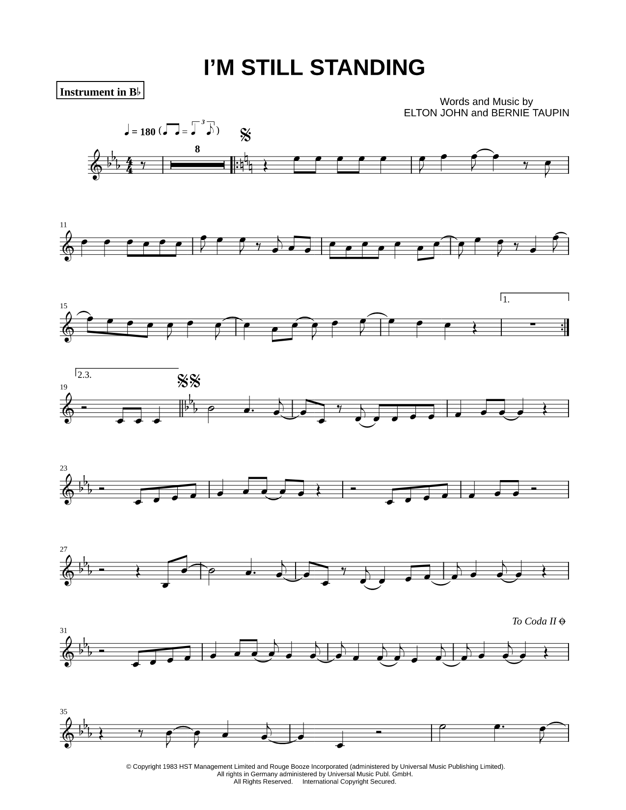 I'm Still Standing - Bb Instrument