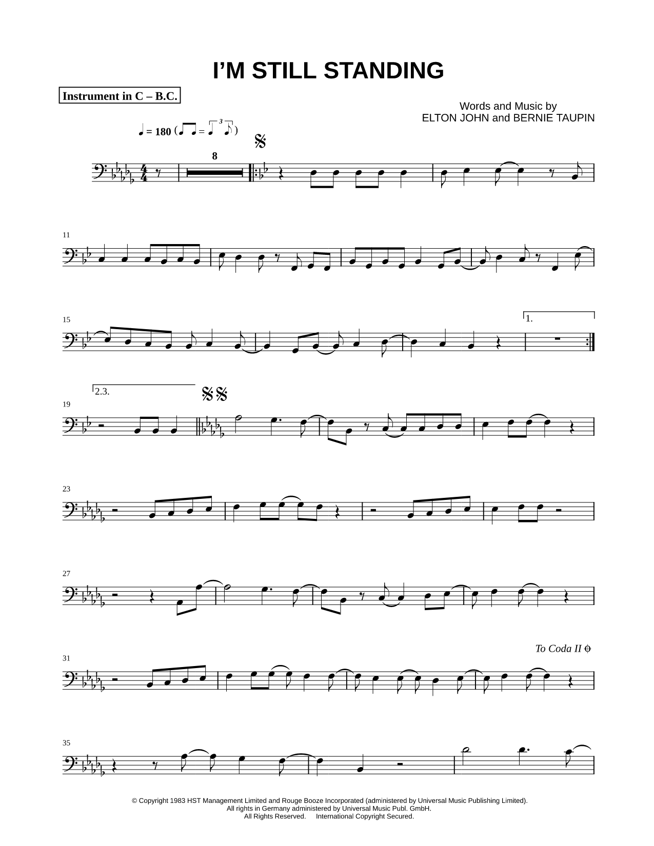 I'm Still Standing - Bass Clef Instrument