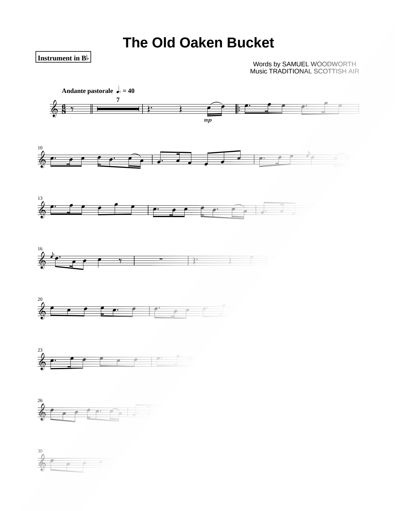 The Old Oaken Bucket - Bb Instrument