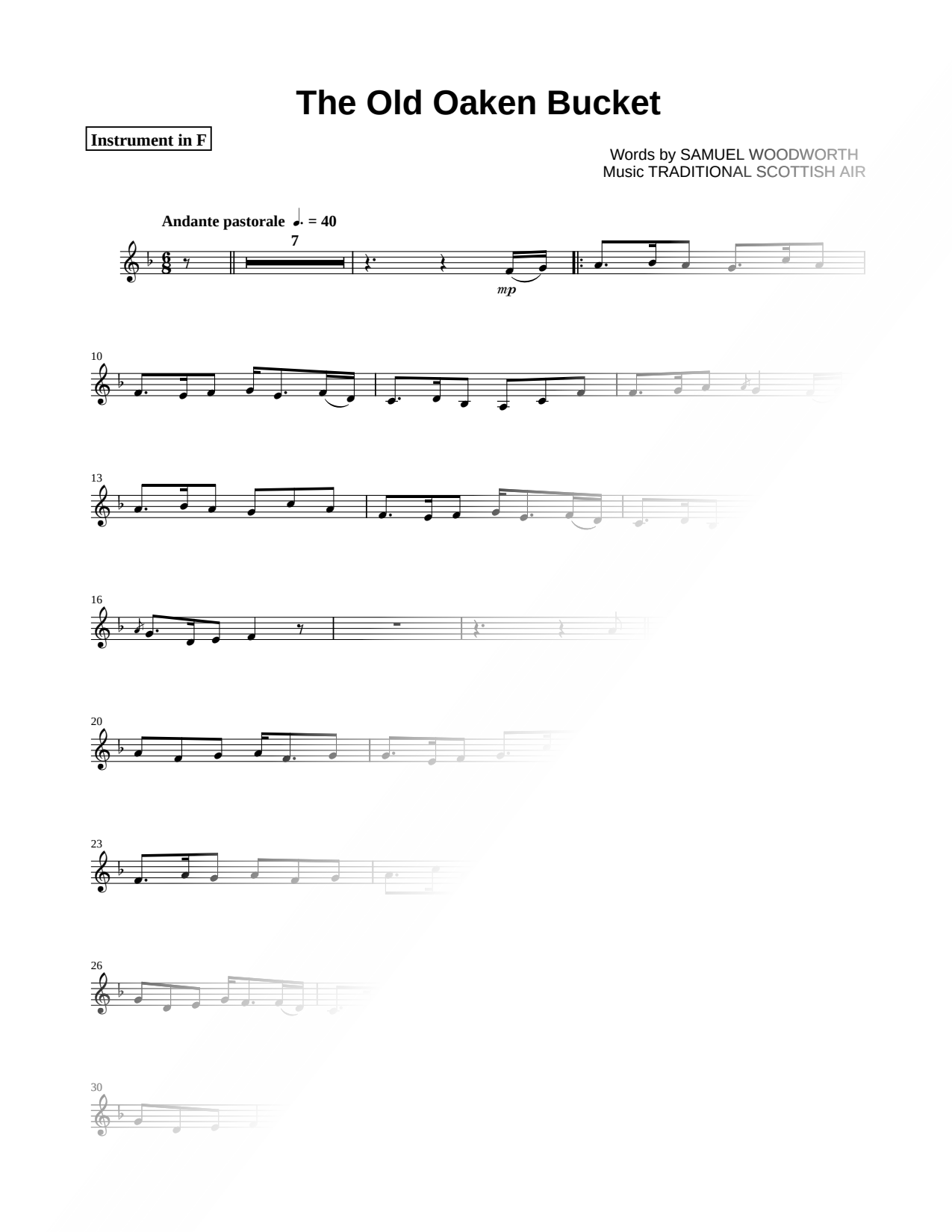 The Old Oaken Bucket - F Instrument