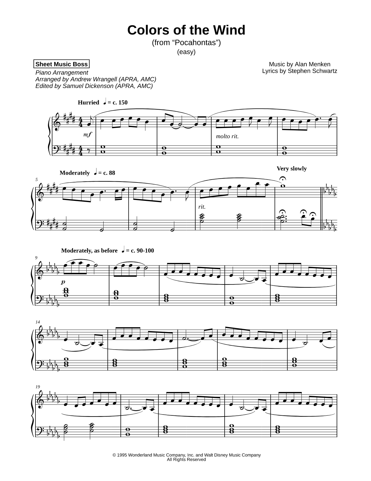 Colors of the Wind [Easy Version]