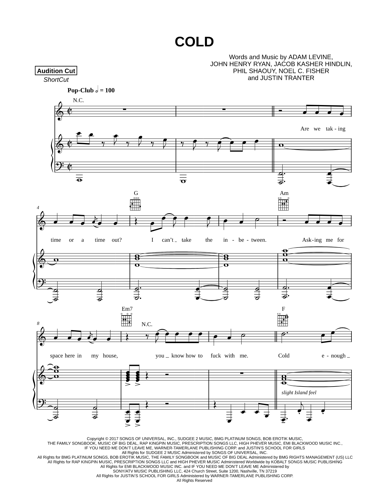 Cold Sheet Music — Audition Cut - Short