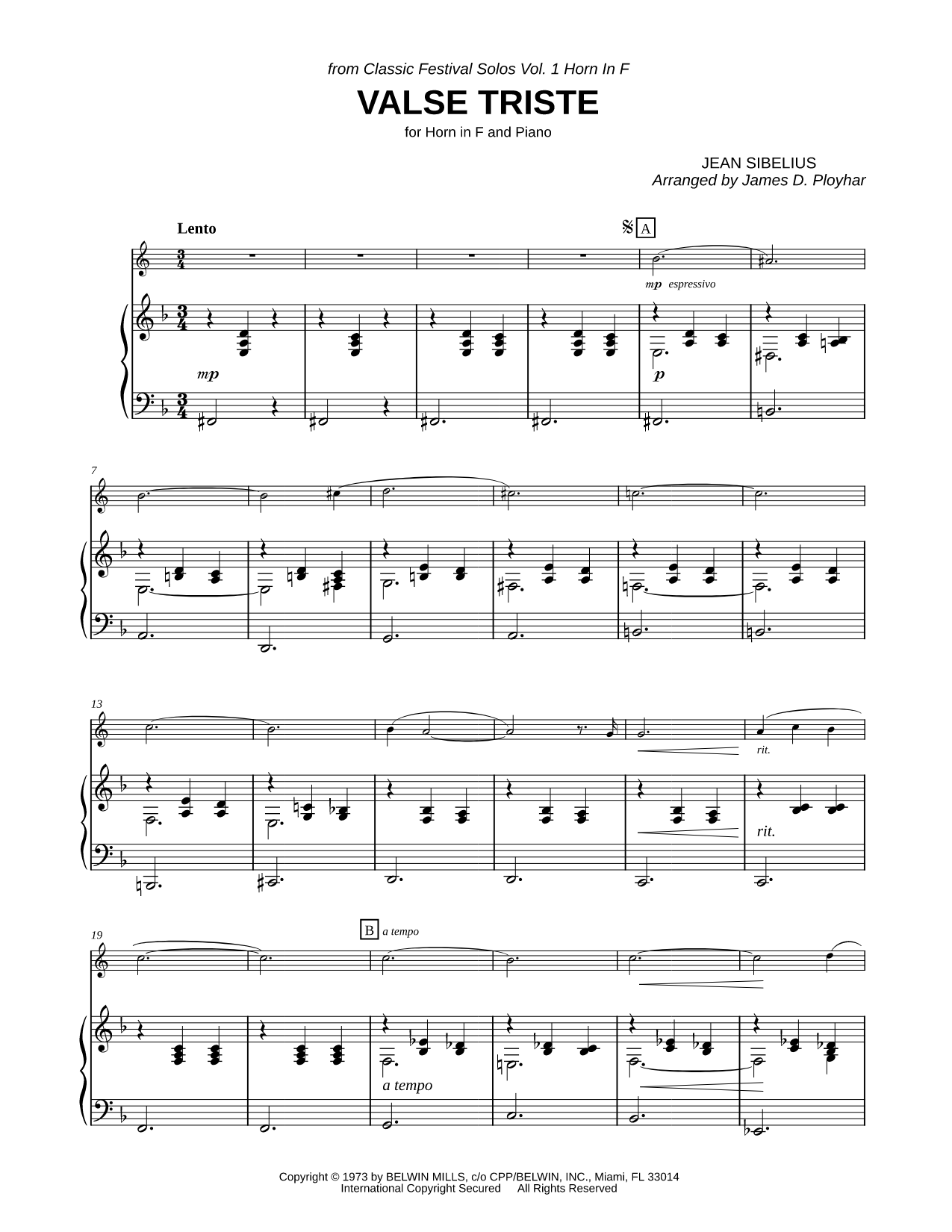 Valse Triste - French Horn & Piano