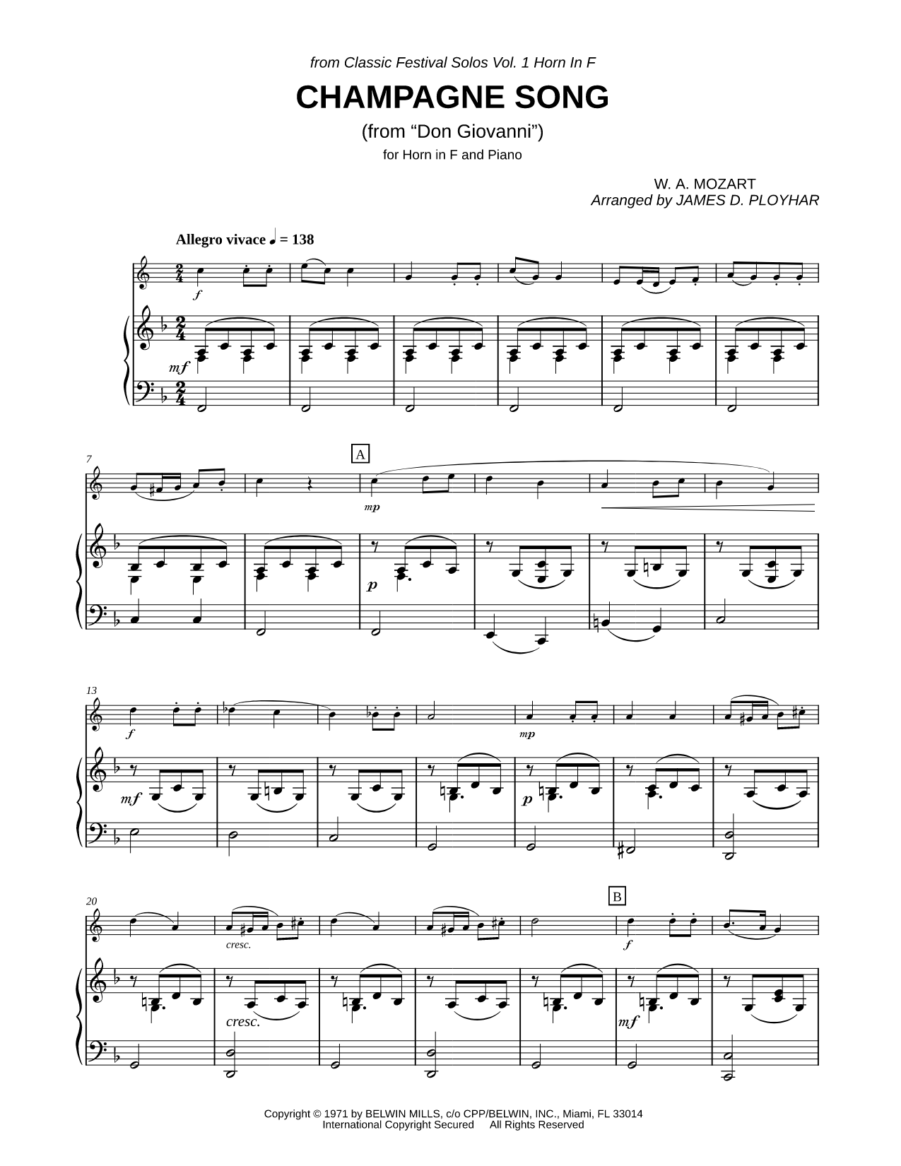 Champagne Song - French Horn & Piano
