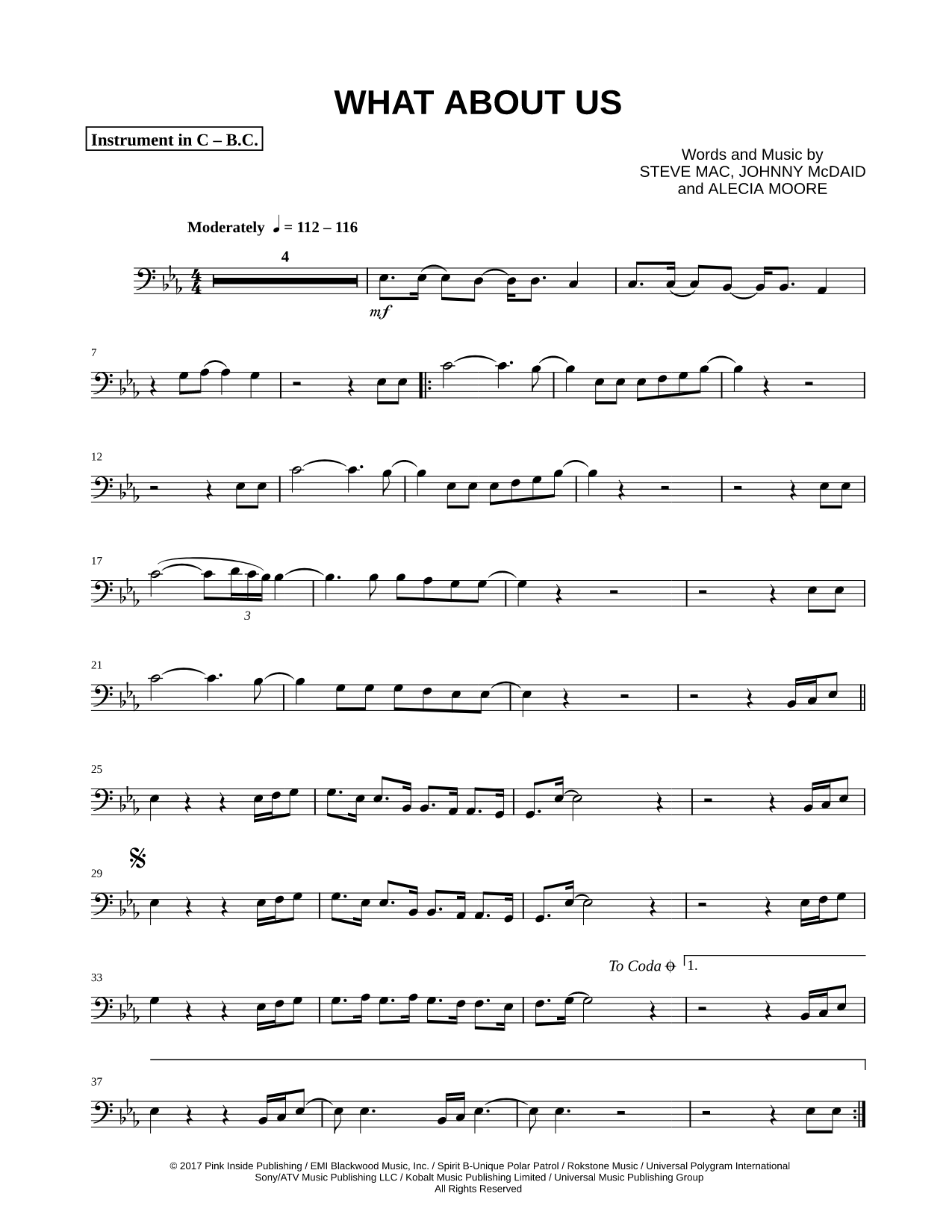 What About Us - Bass Clef Instrument