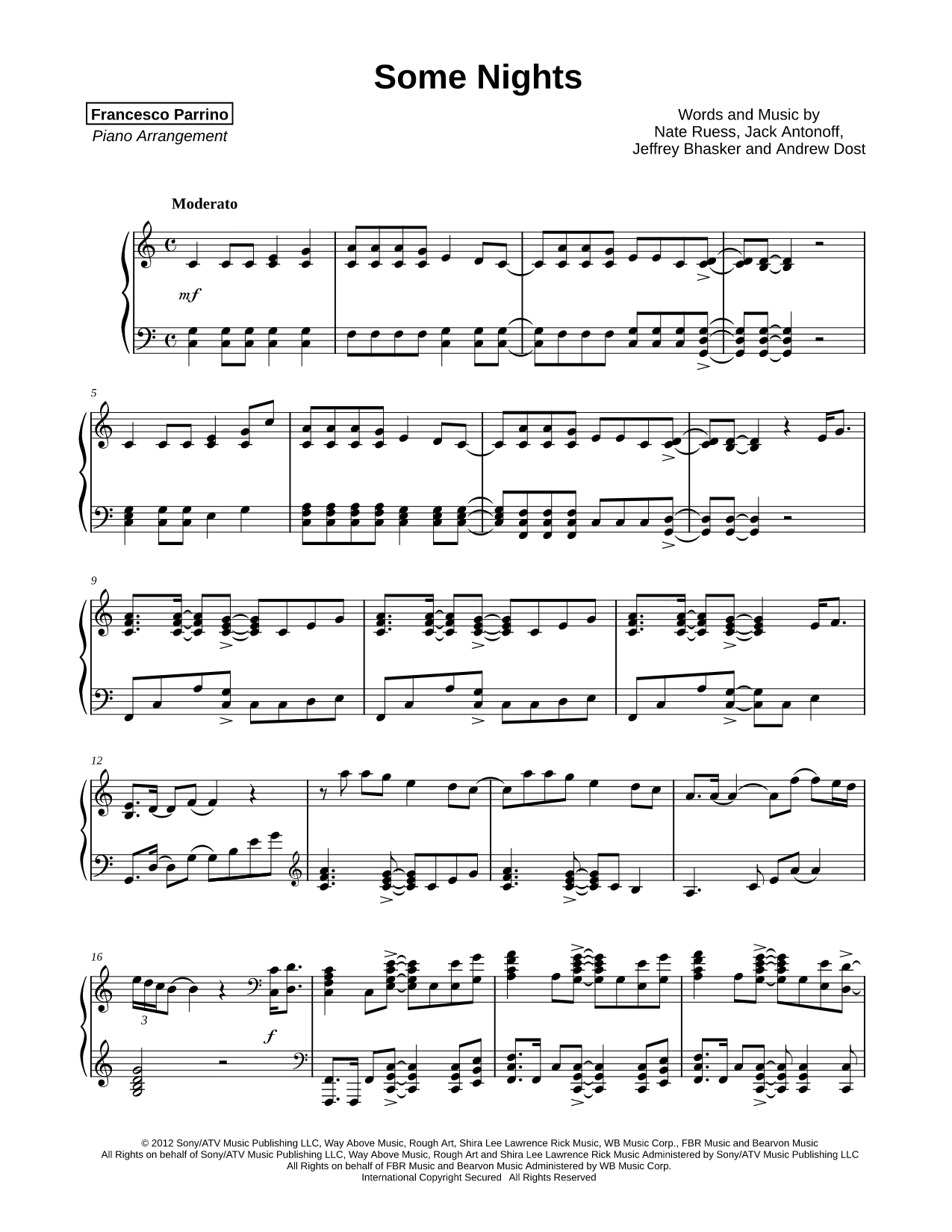 Some Nights Sheet Music — Piano Solo