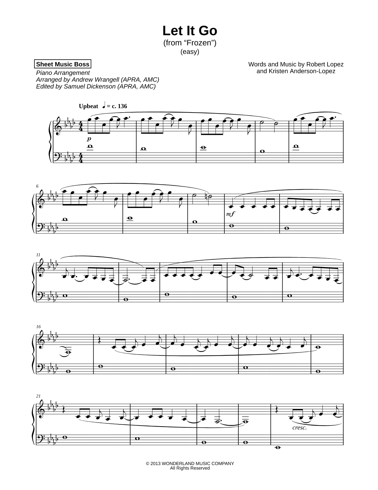 Let It Go (Movie Version) [Easy]