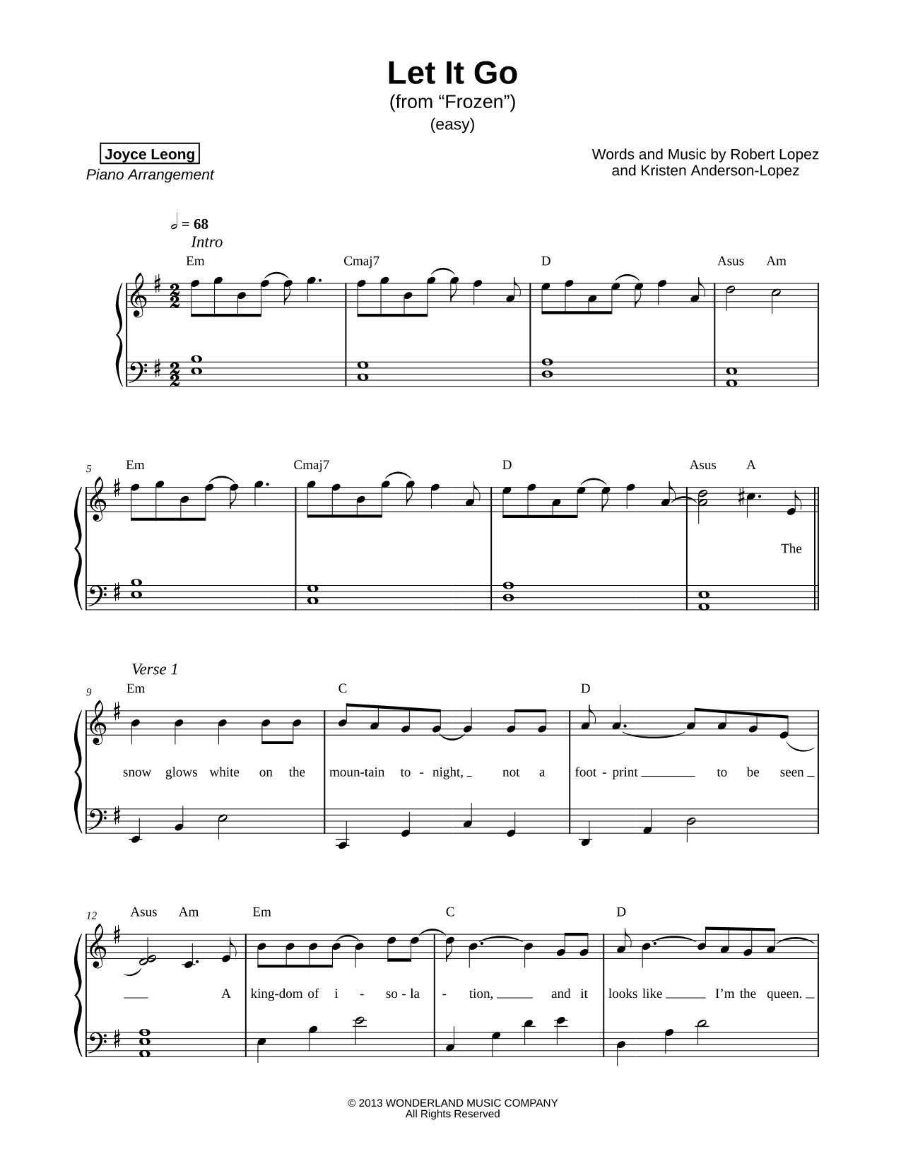 Let It Go (Movie Version) [Easy]