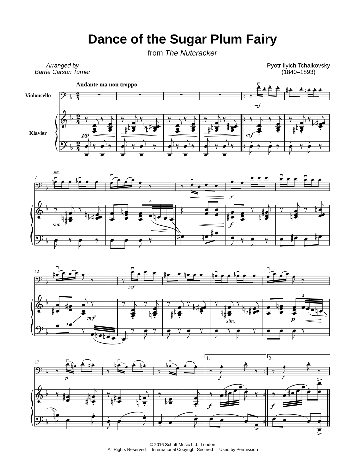 Dance of the Sugar Plum Fairy [excerpt] - Cello & Piano