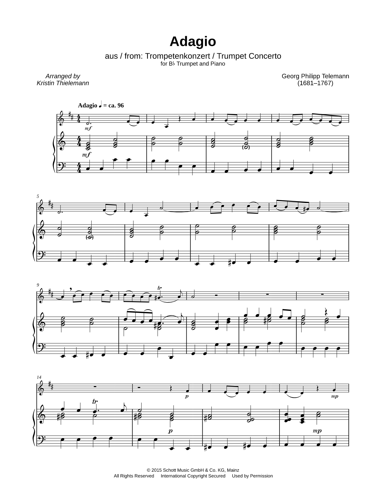 Adagio from Trumpet Concerto - Trumpet & Piano