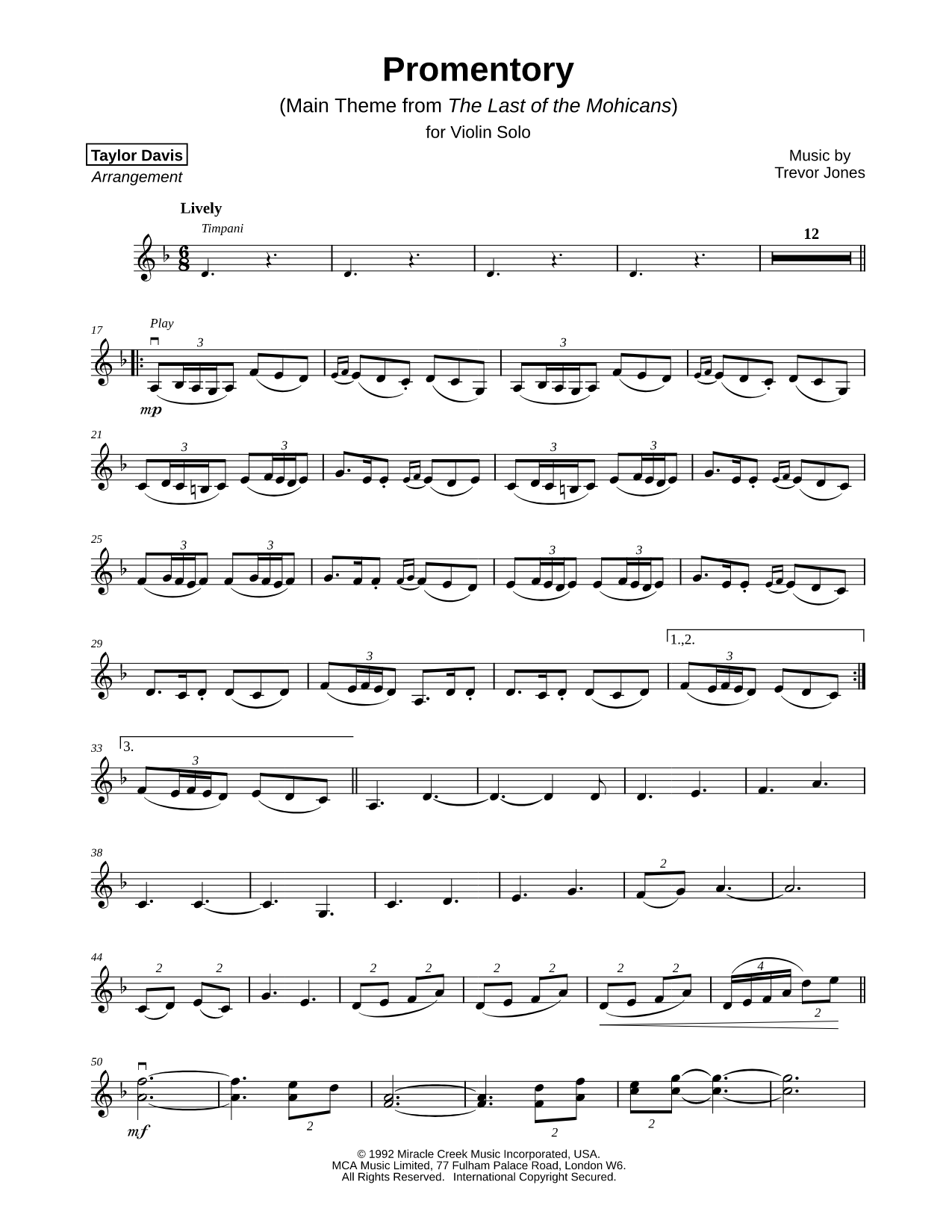 Promentory (The Last of the Mohicans Main Theme)