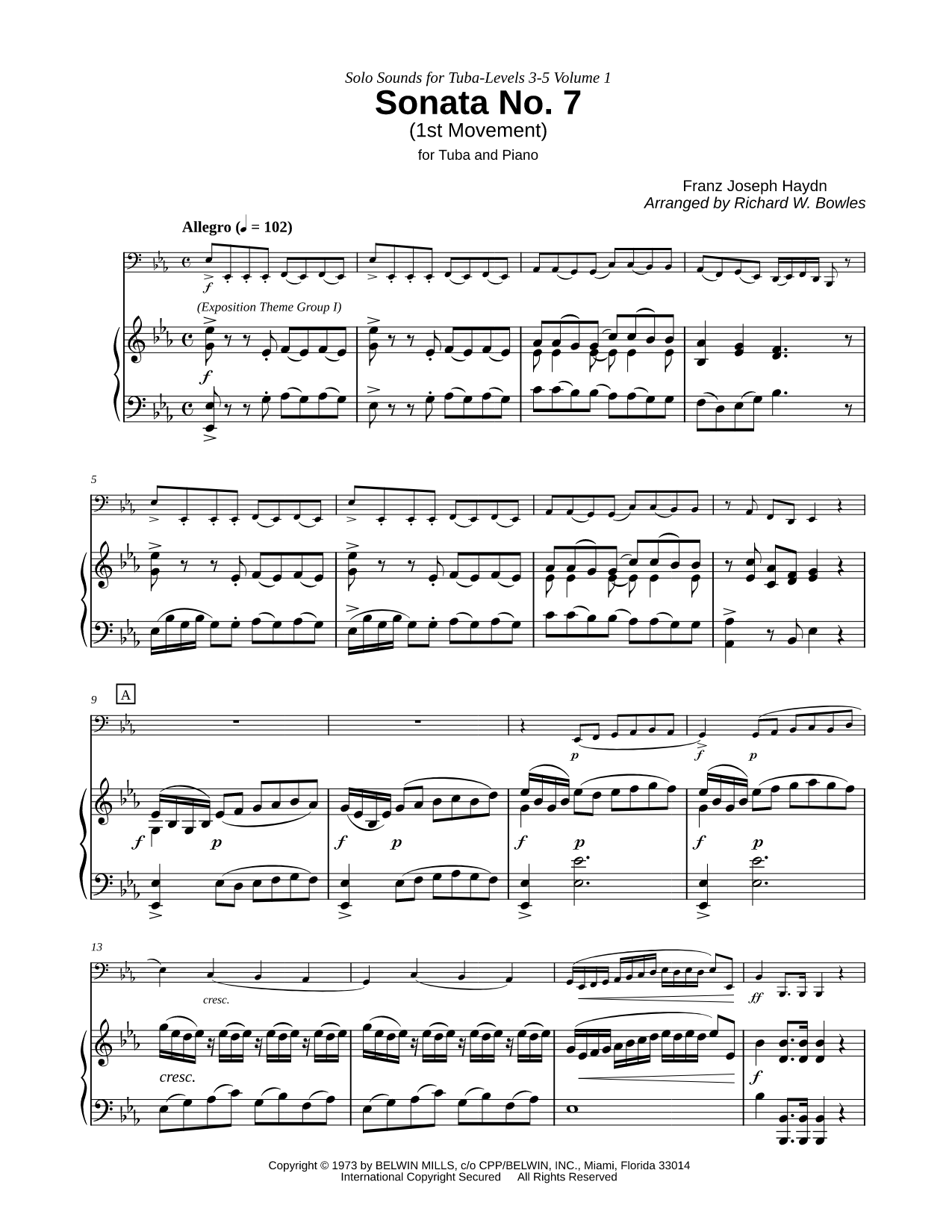 Sonata in D Major, Hob. XVI: 37: I. Allegro - Tuba & Piano