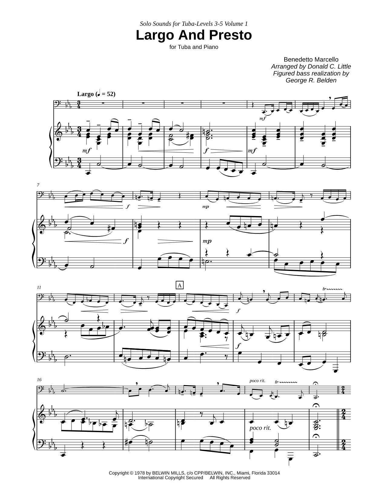 Largo and Presto - Tuba & Piano