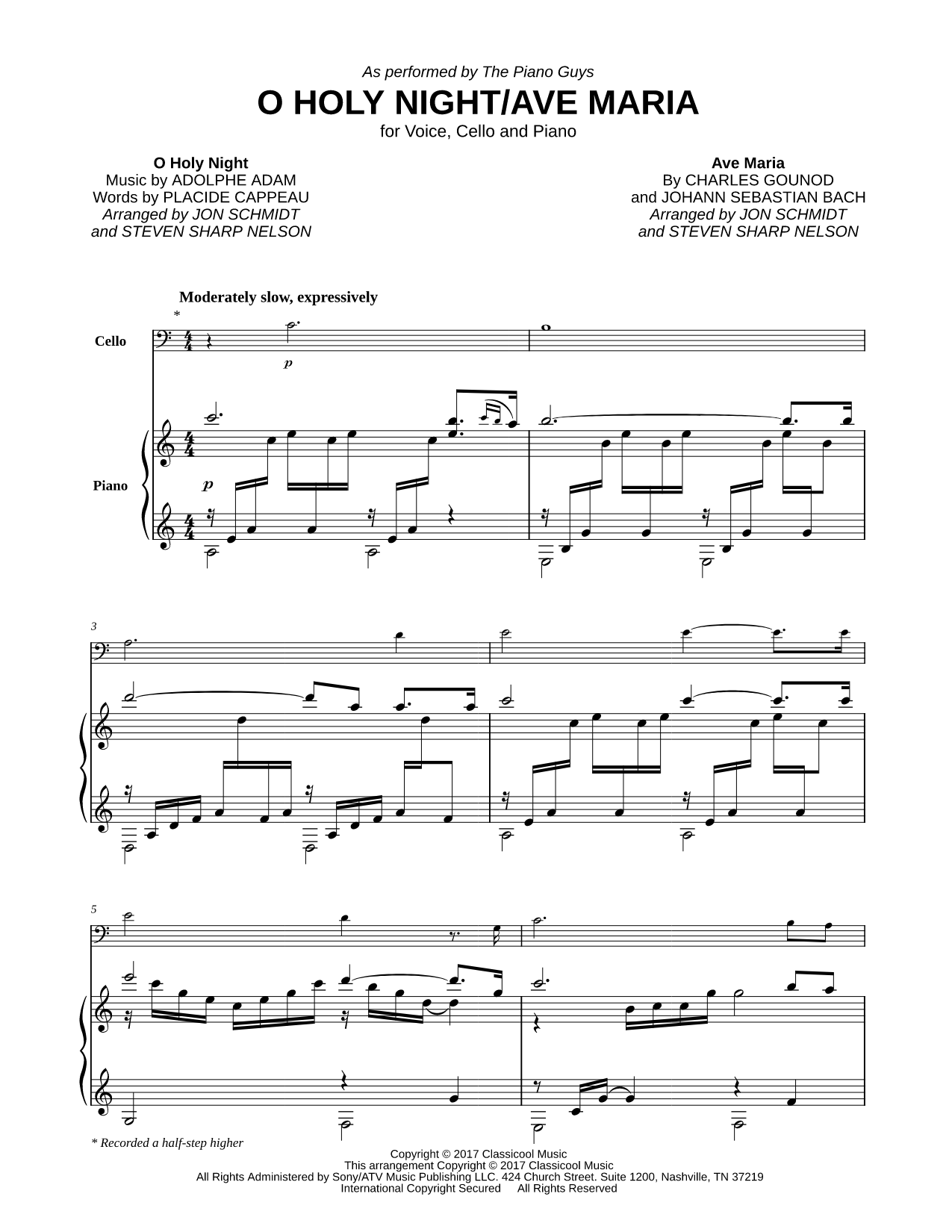O Holy Night / Ave Maria - Piano, Vocal & Cello