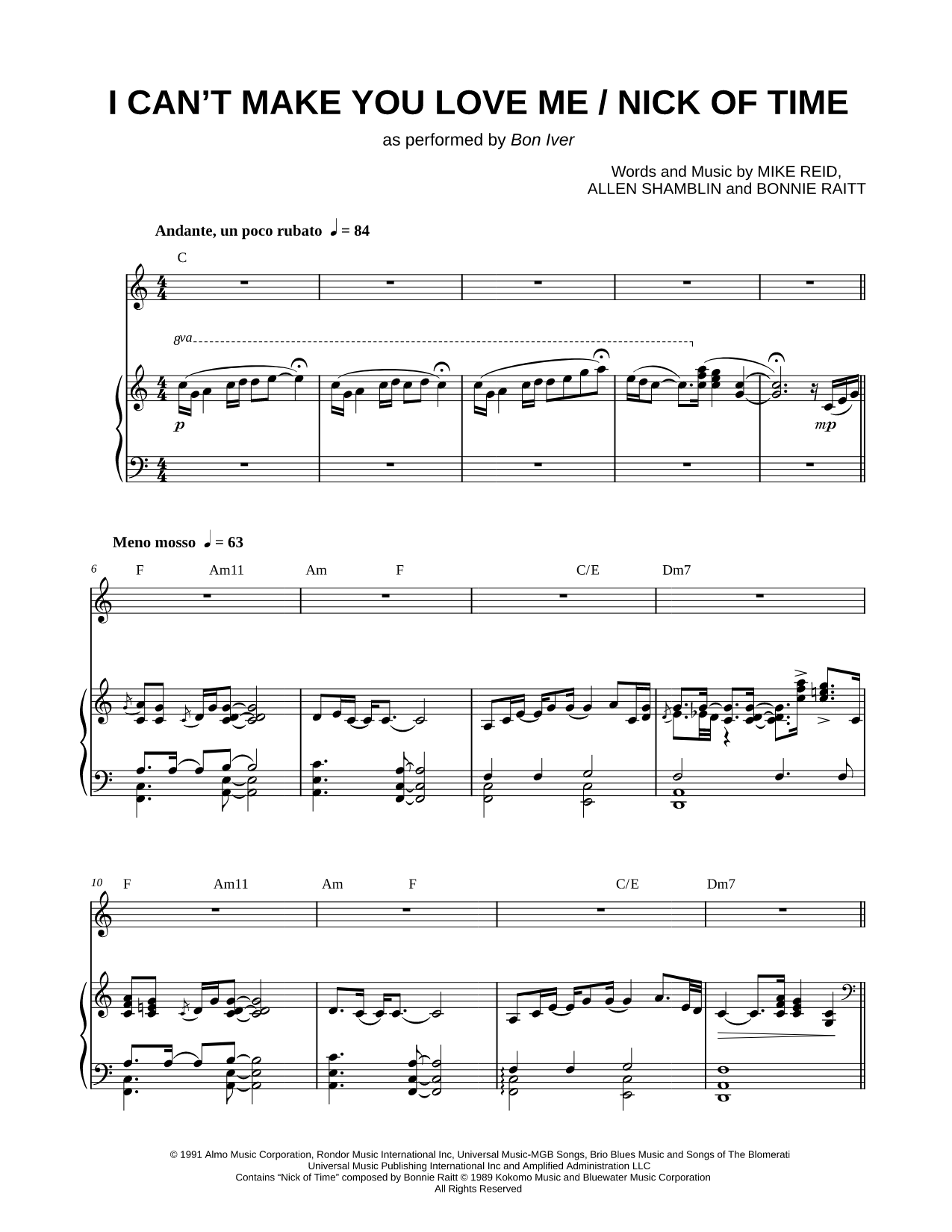 I Can't Make You Love Me / Nick of Time