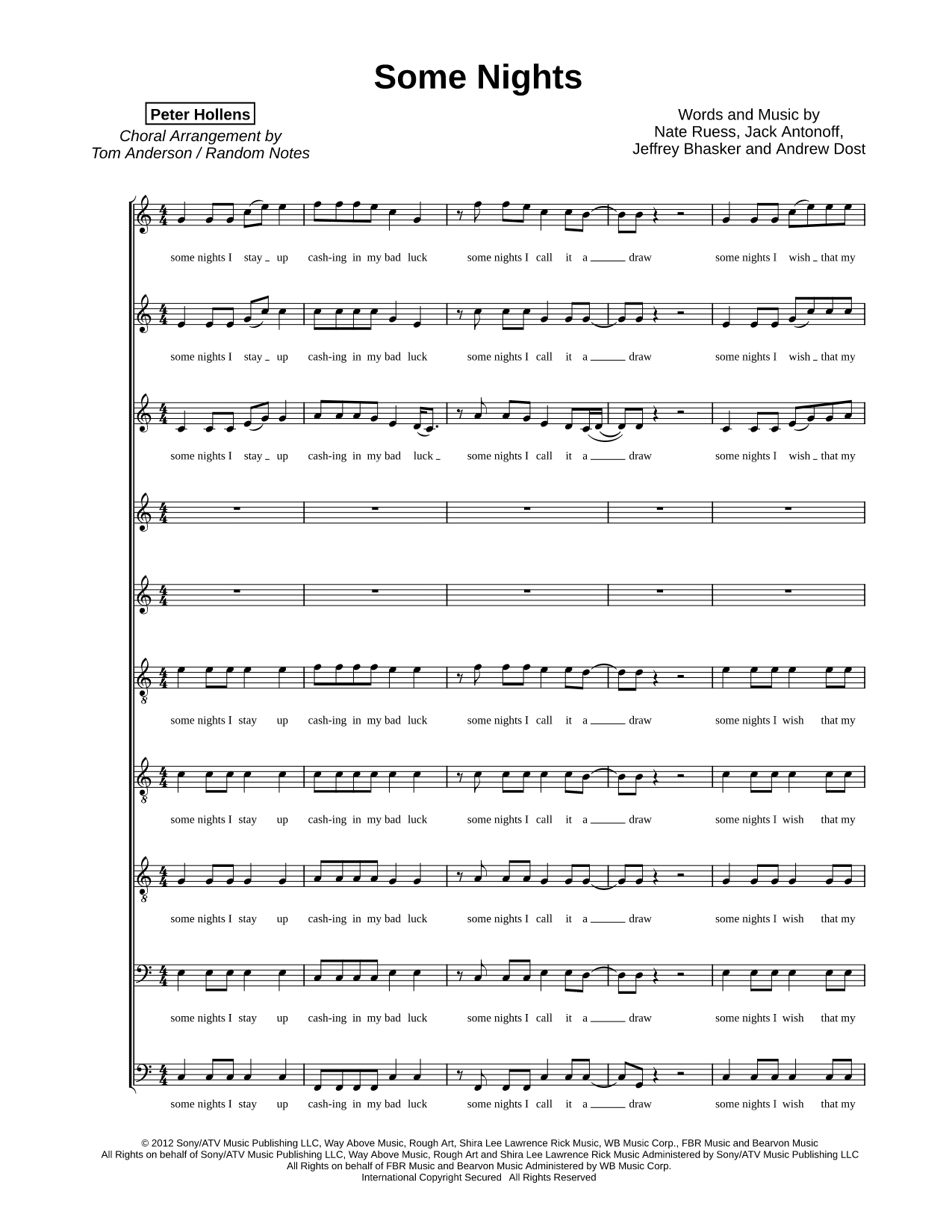 Some Nights Sheet Music — Mixed Choir A Cappella