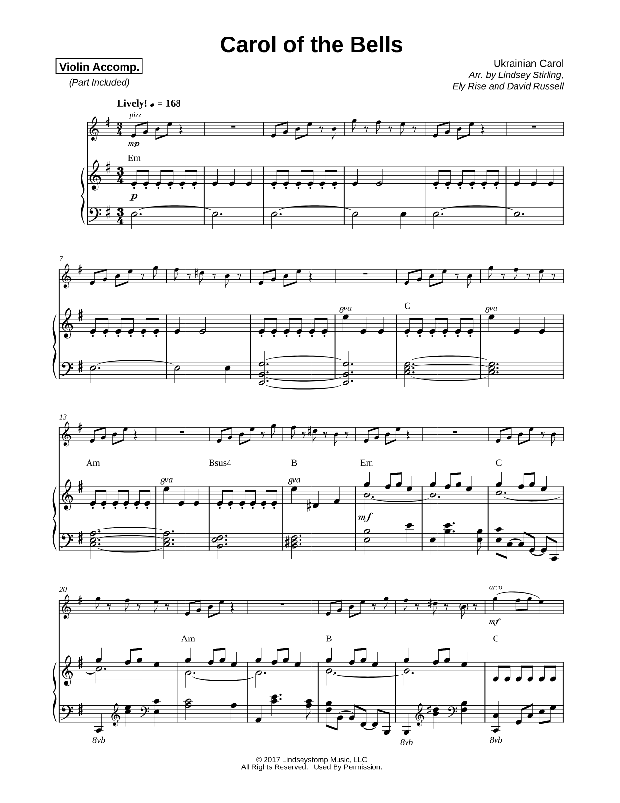 Carol of the Bells - Violin, Viola, Cello & Piano