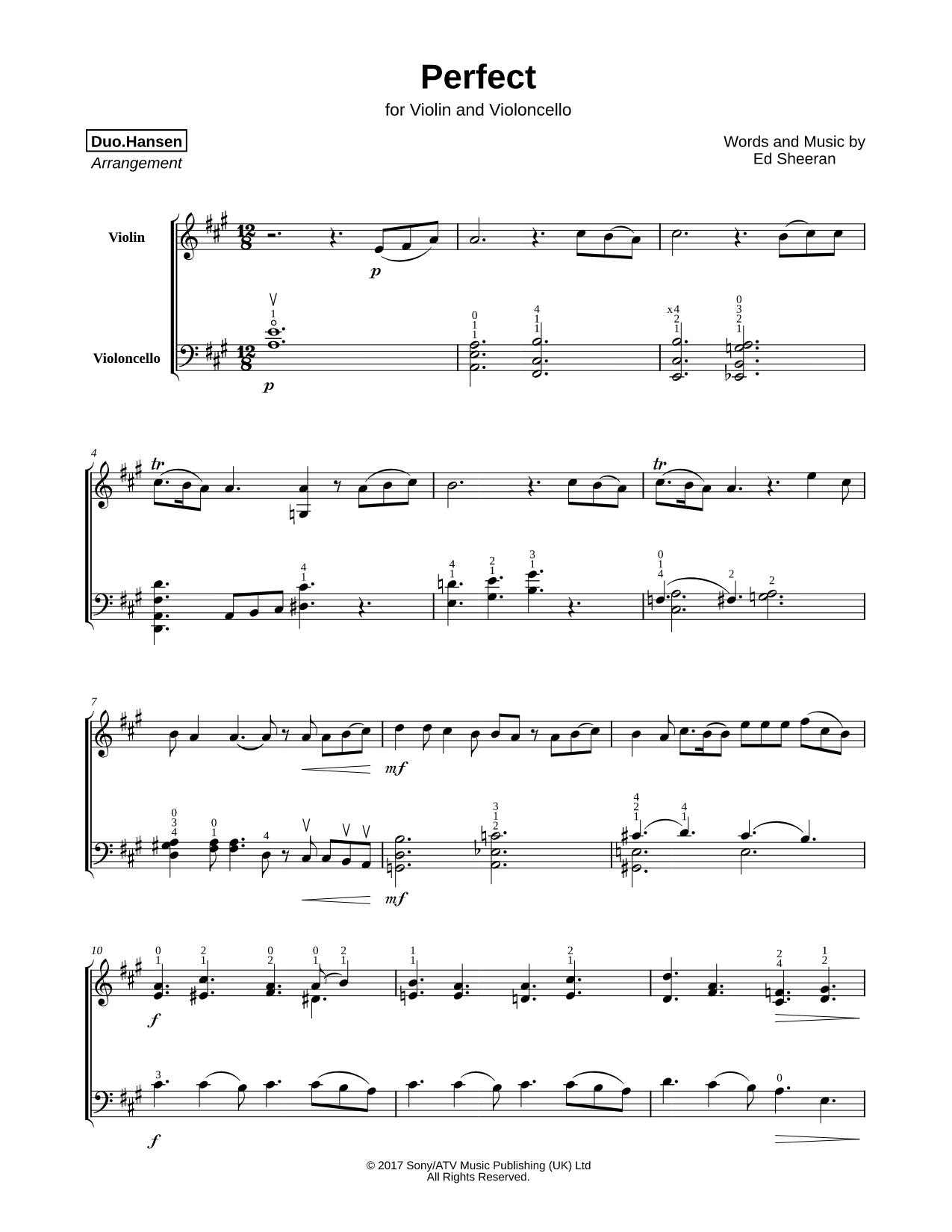 Perfect - Violin & Cello