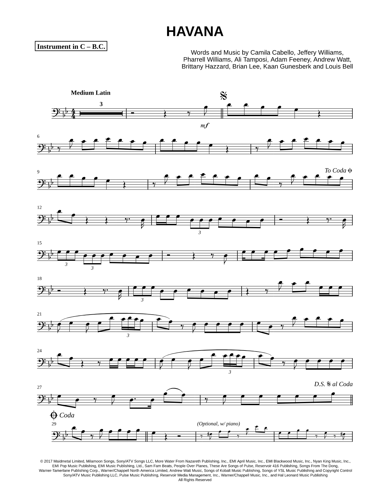 Havana - Bass Clef Instrument