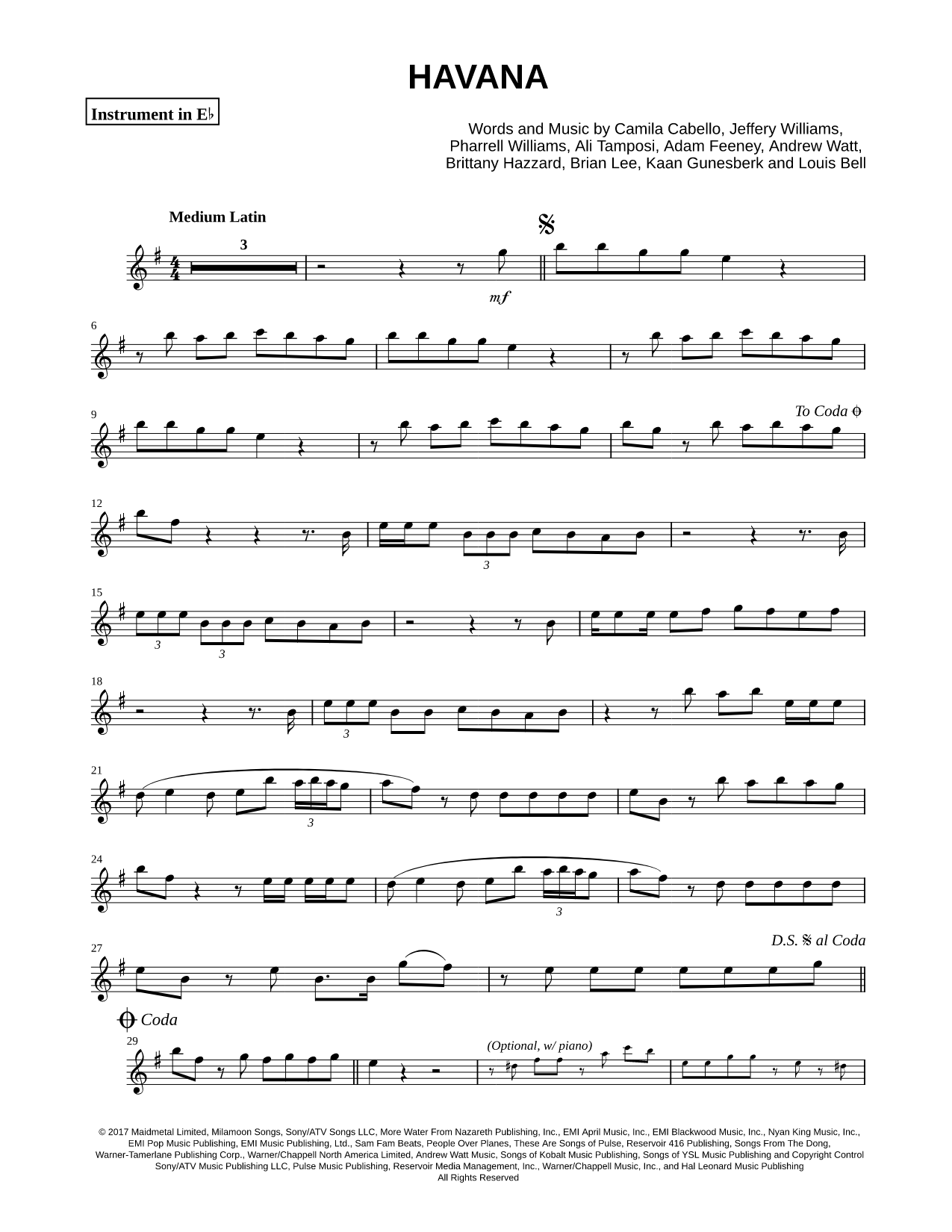 Havana - Eb Instrument