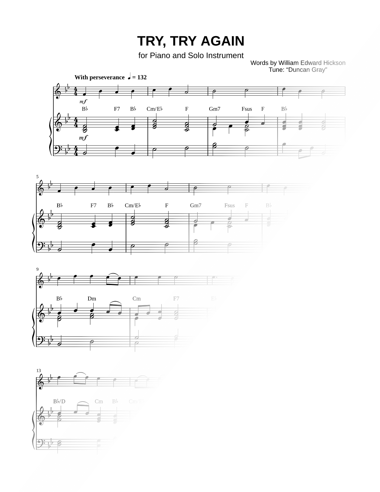 Try, Try Again - Piano Accompaniment