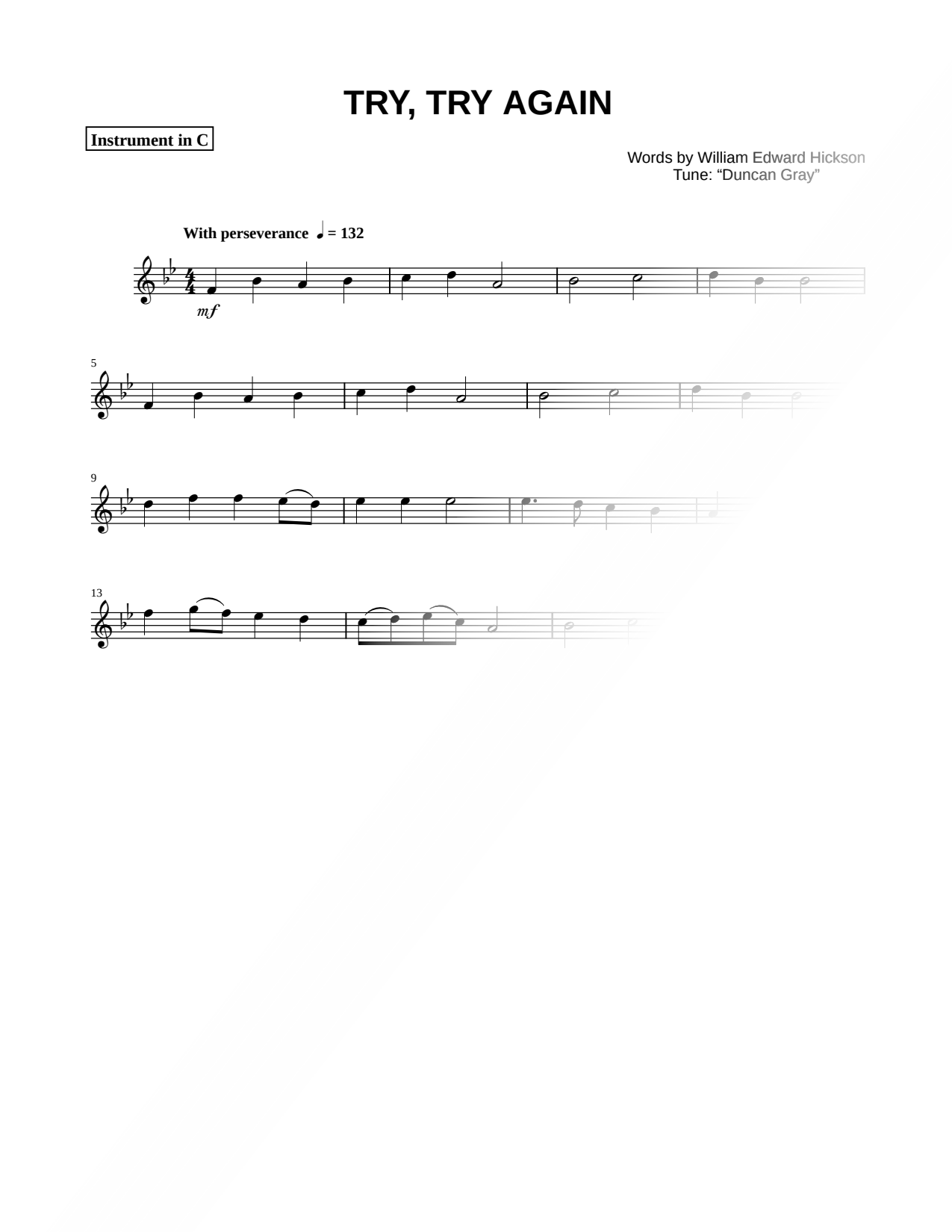 Try, Try Again - C Instrument