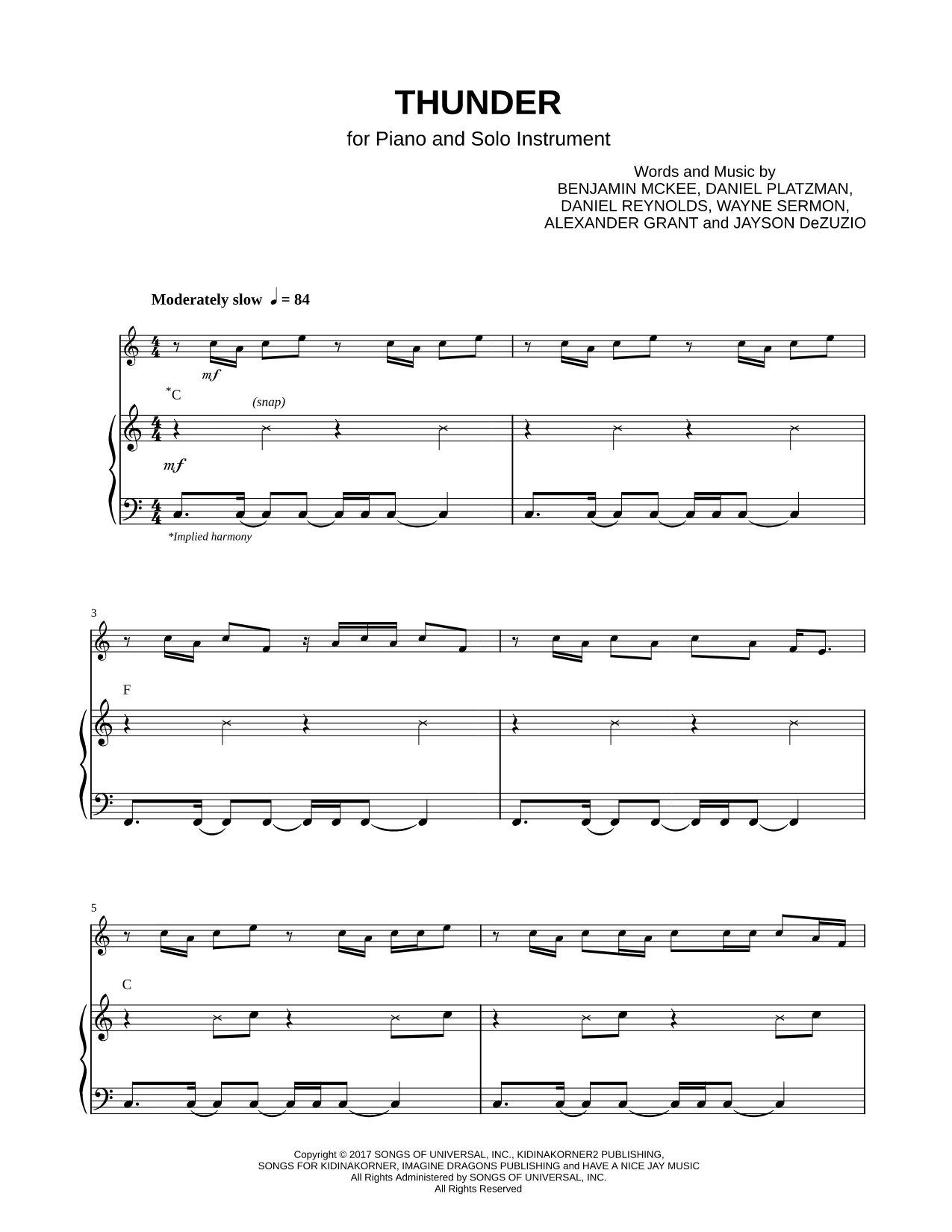 Thunder - Piano Accompaniment