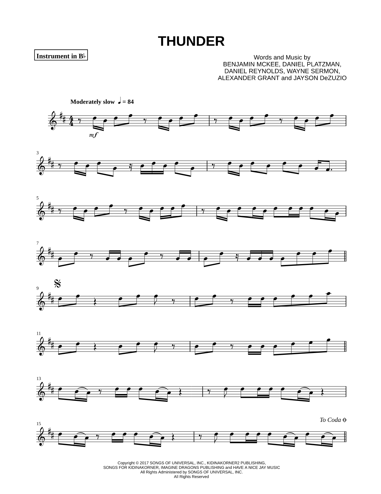 Thunder - Bb Instrument