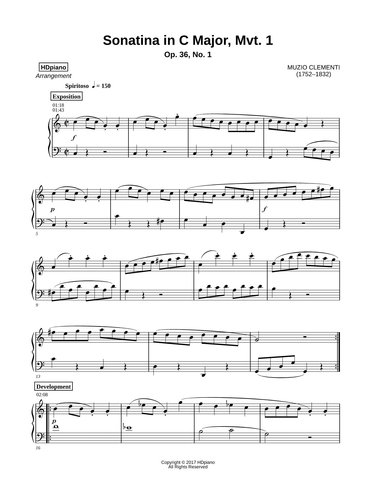 Sonatina in C Major, Mvt. 1