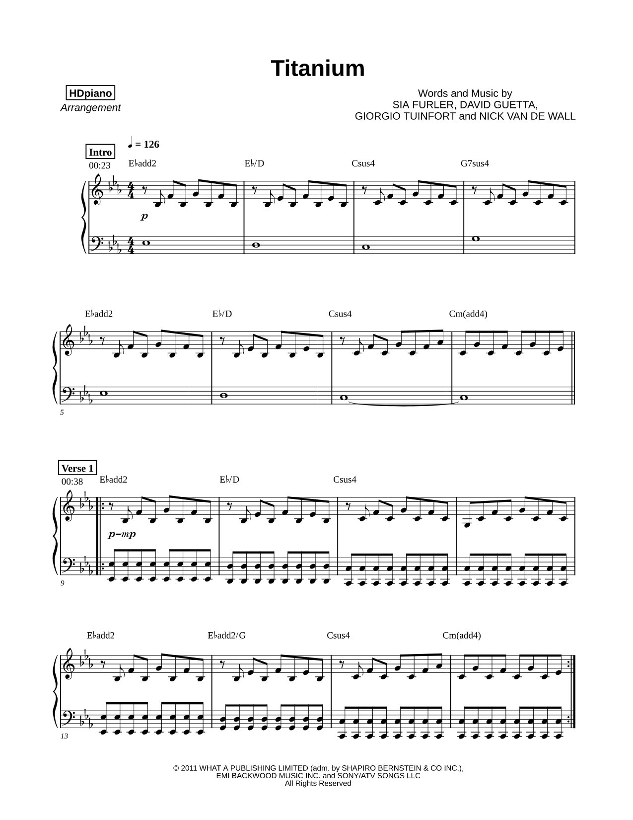 Titanium Sheet Music — Piano Solo