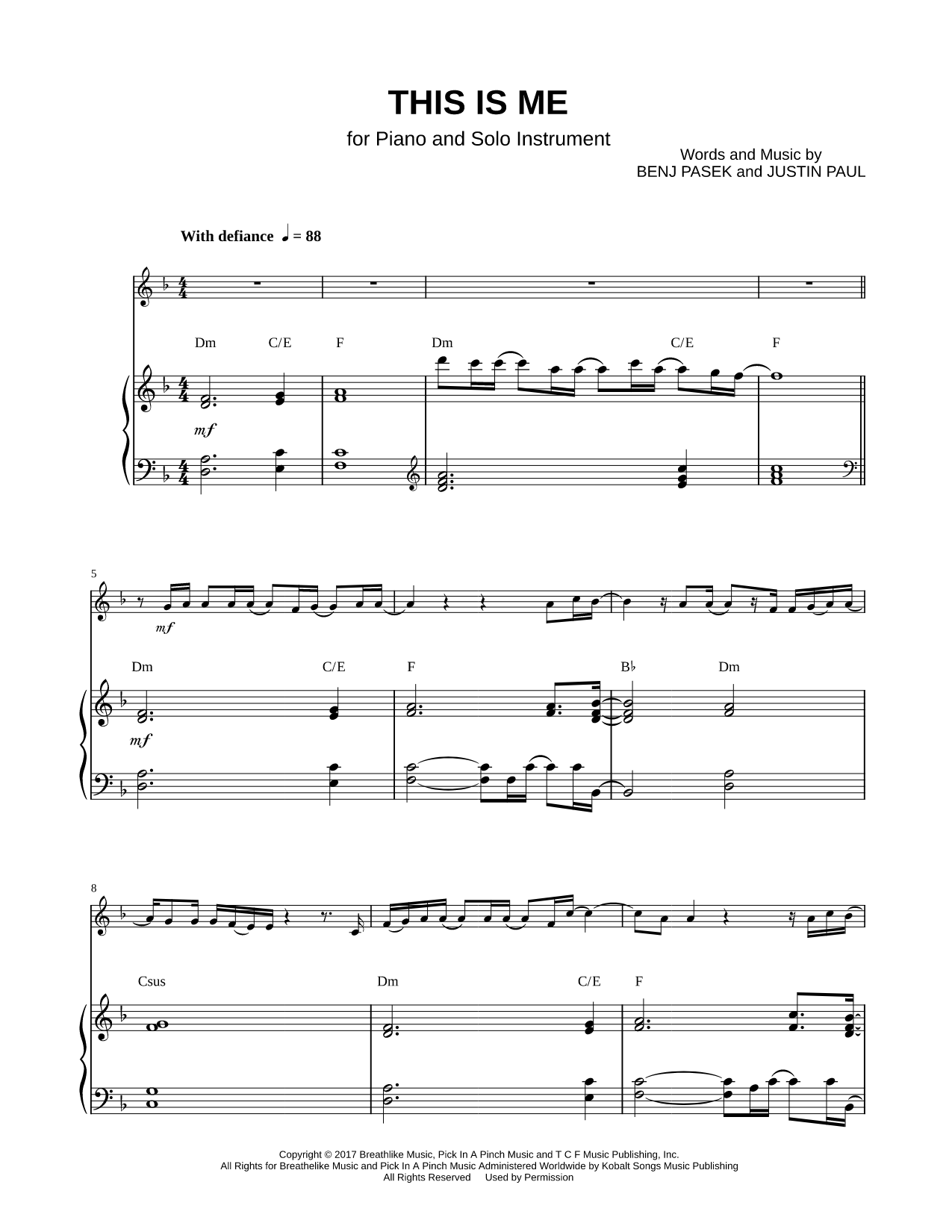 This Is Me - Piano Accompaniment