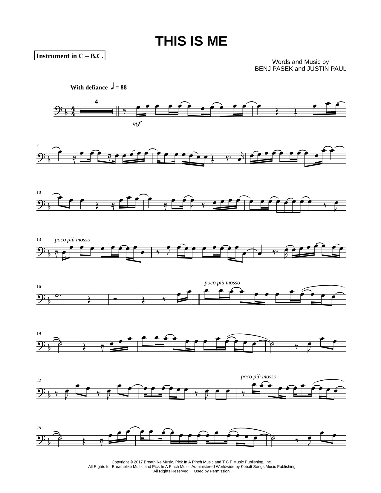 This Is Me - Bass Clef Instrument