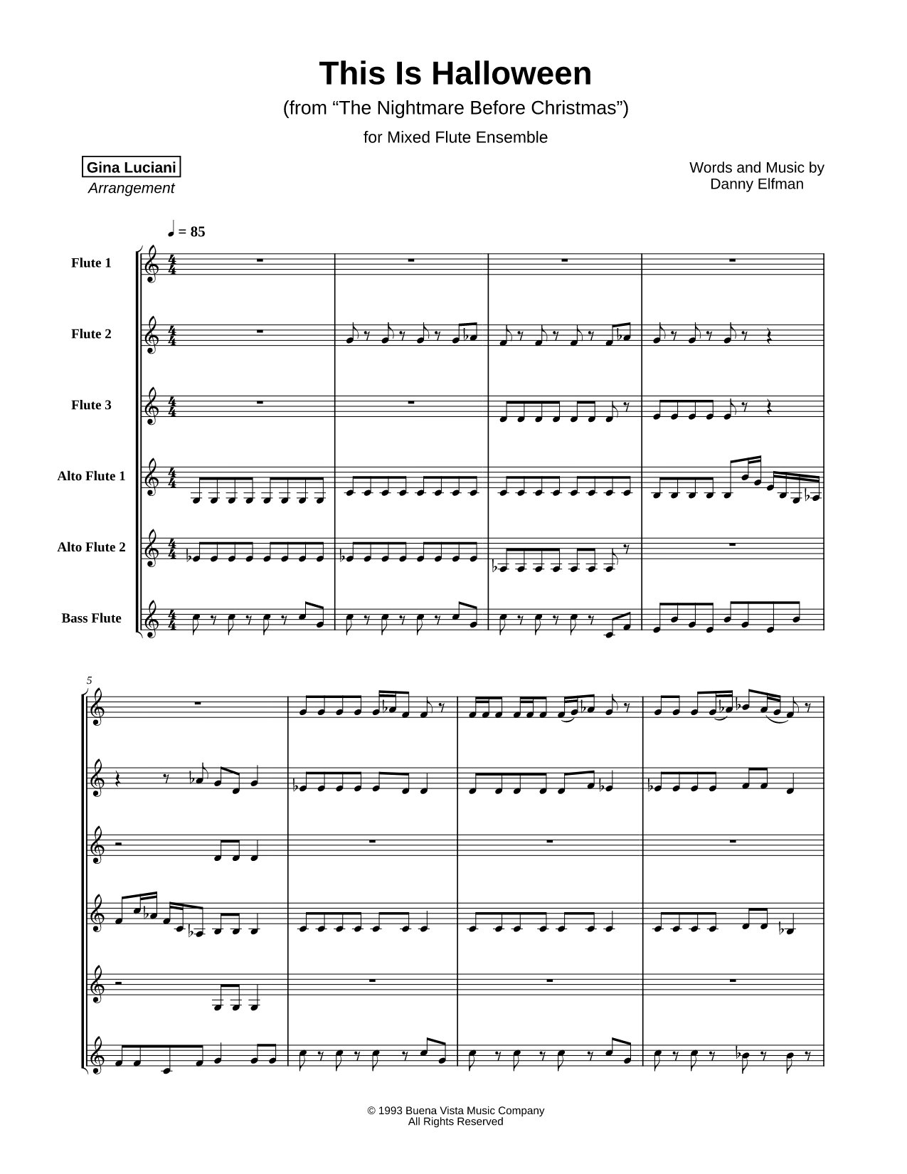This Is Halloween (from The Nightmare Before Christmas) - Mixed Flute Ensemble